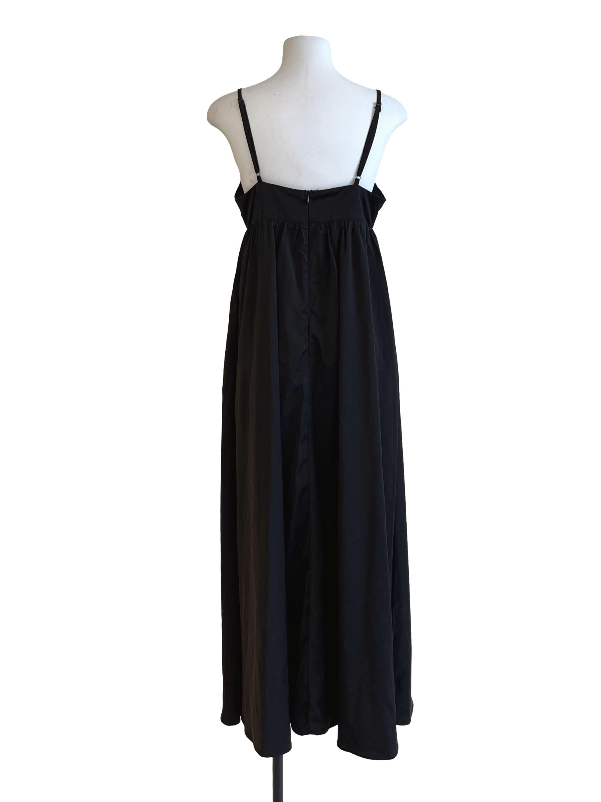 Onyx Black Satin Apron Dress YHF