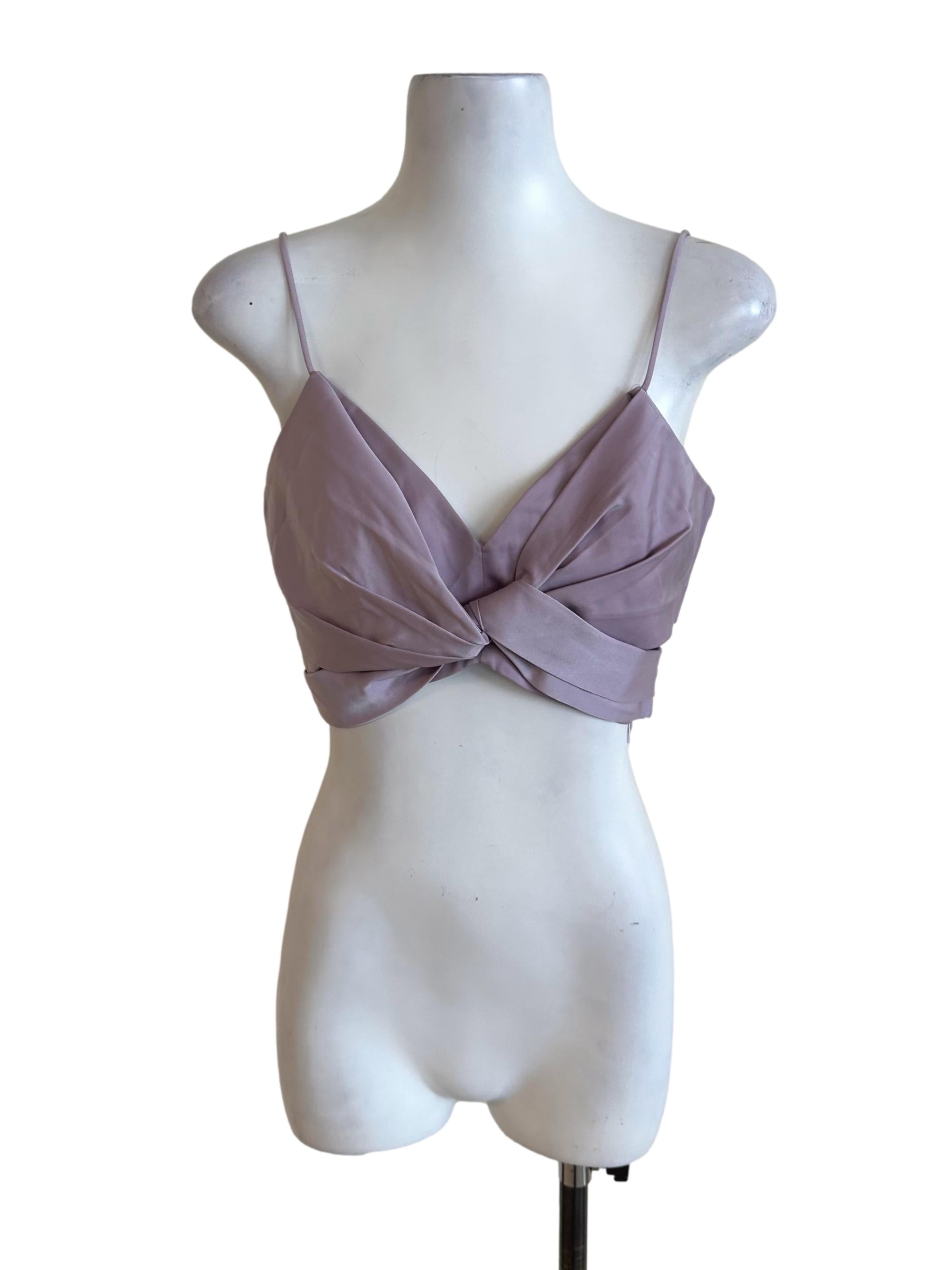 Lilac Purple Knot V Neck Top