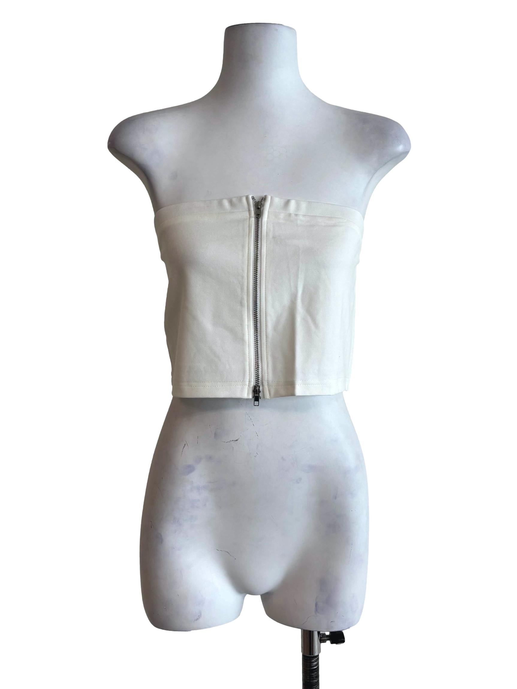 White Addy Zip Up Tube Top