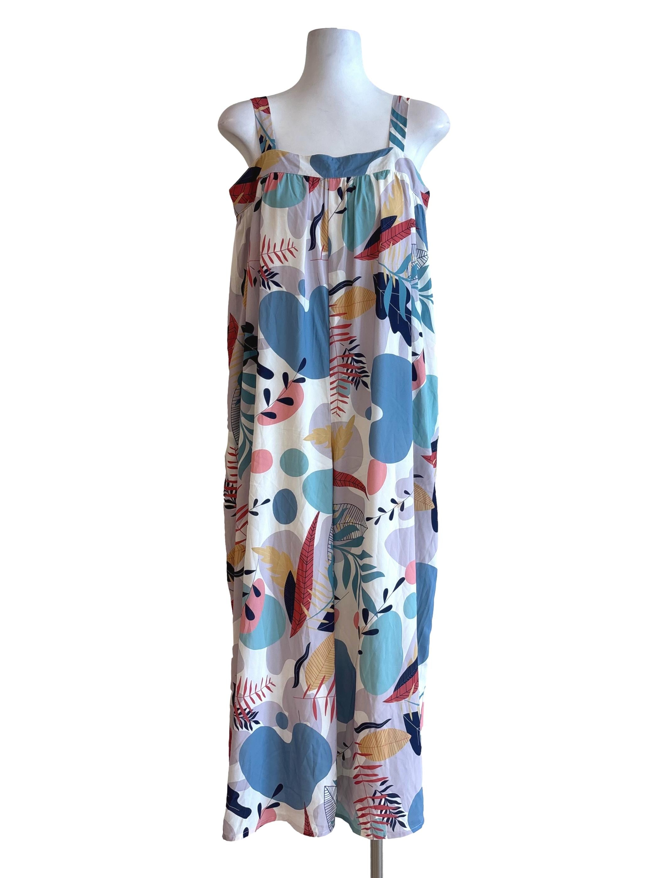 Multicolour Printed Apron Neck Jumpsuit TTR
