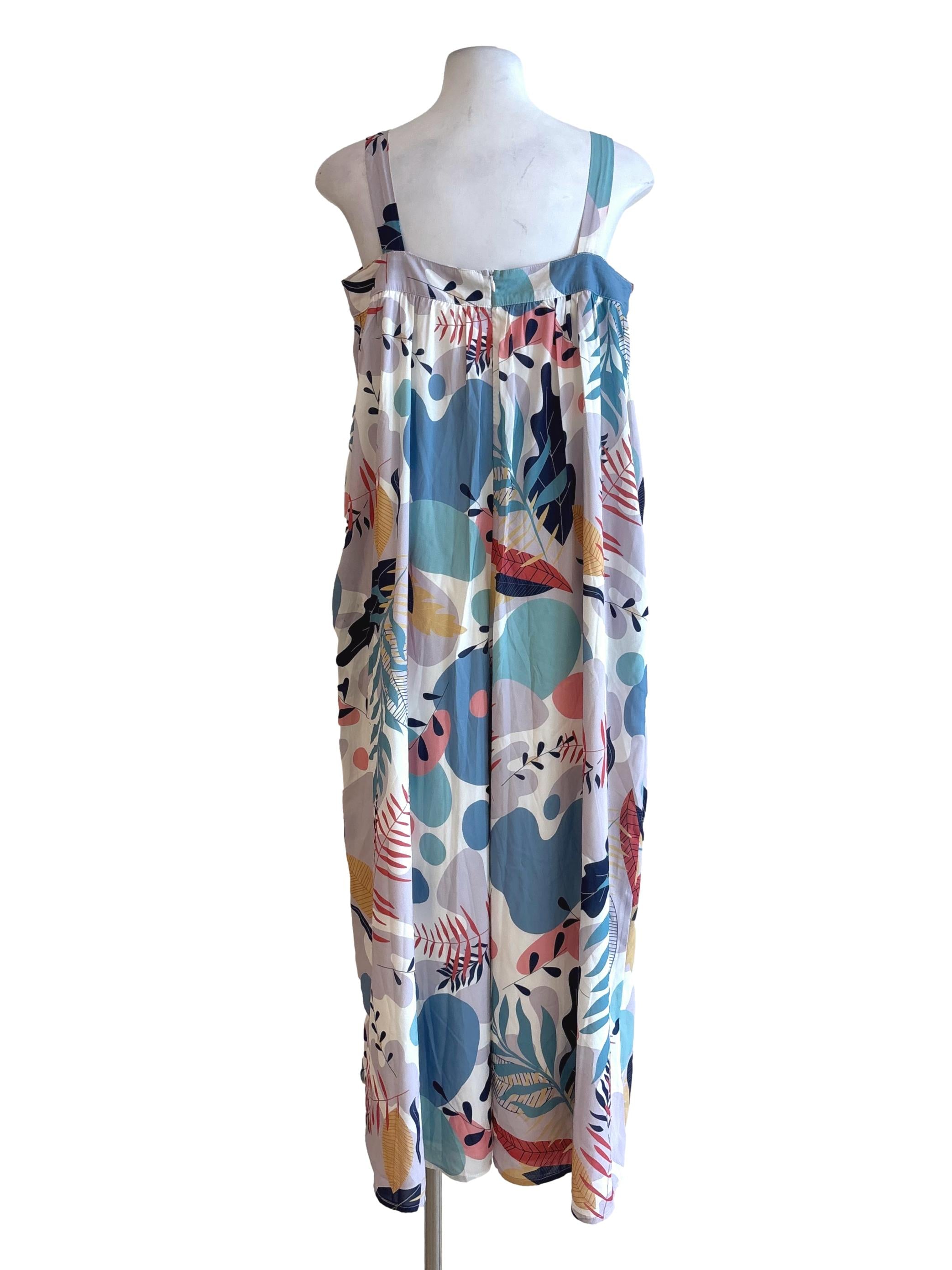 Multicolour Printed Apron Neck Jumpsuit TTR