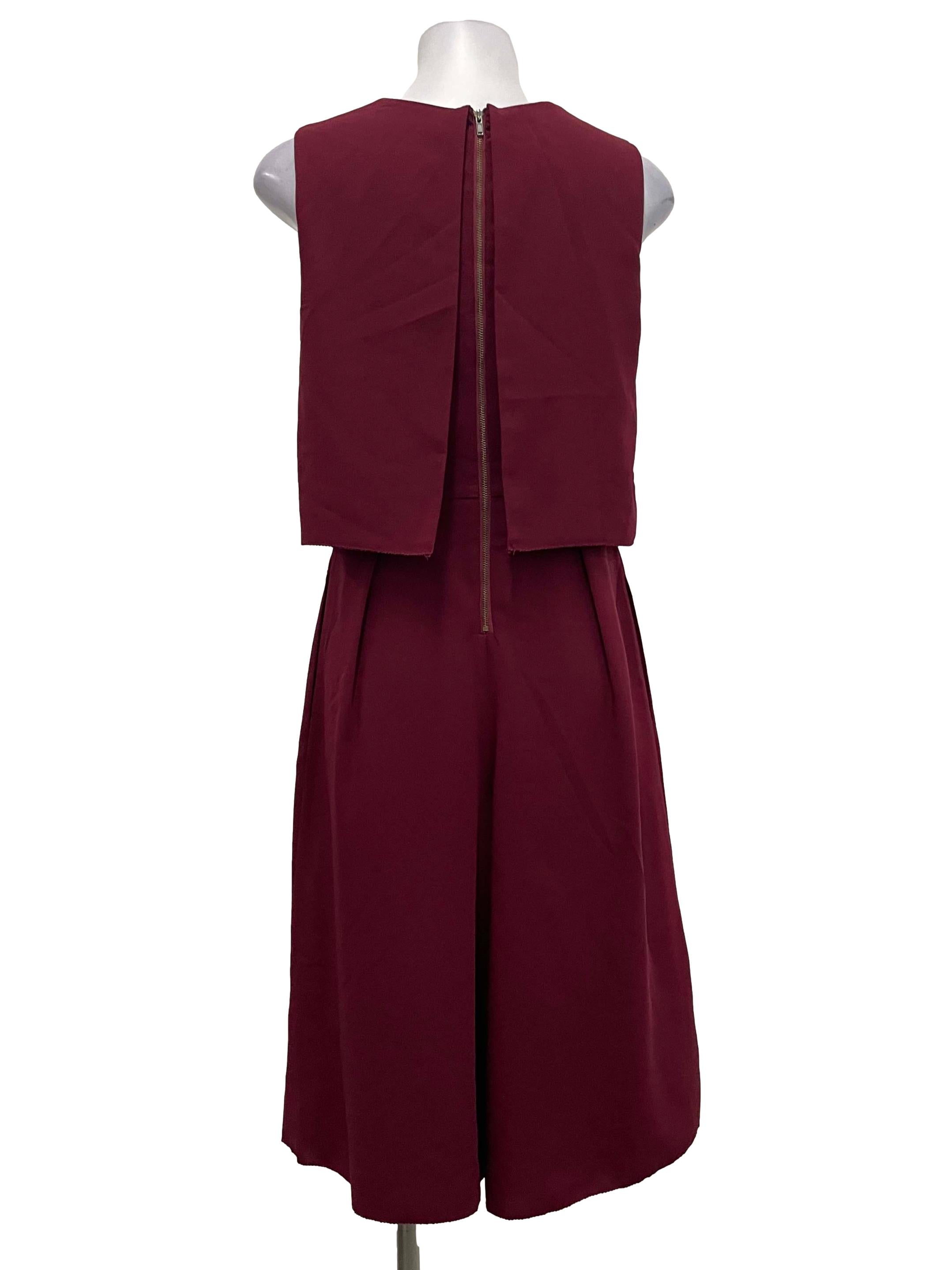 Wine Red Flutter Jumpsuit