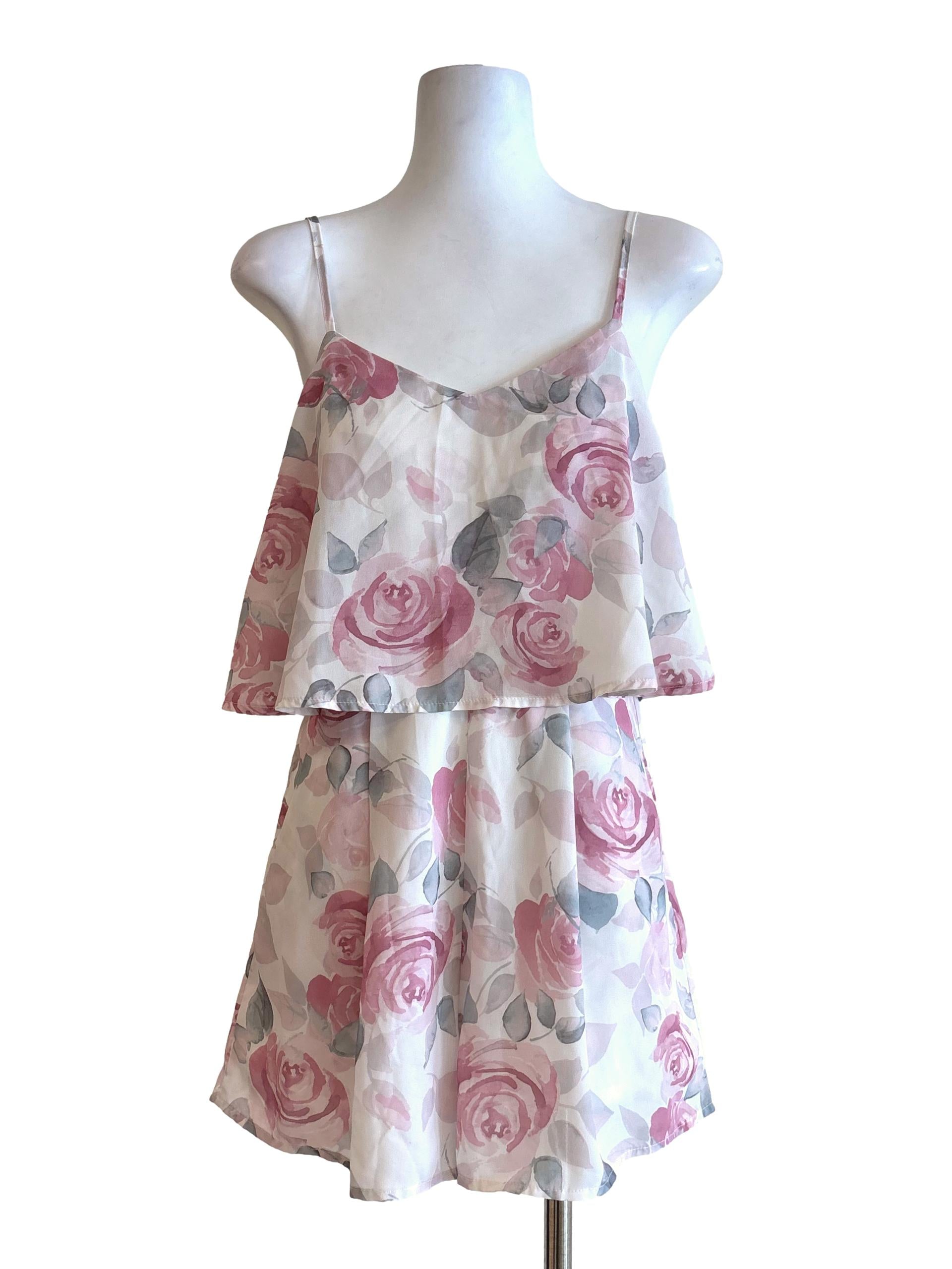 Pink Rose Drape Romper
