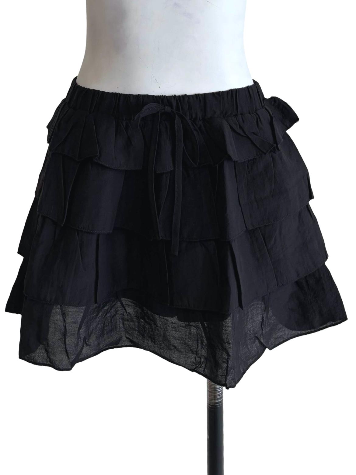 Black Chiara Tiered Skorts