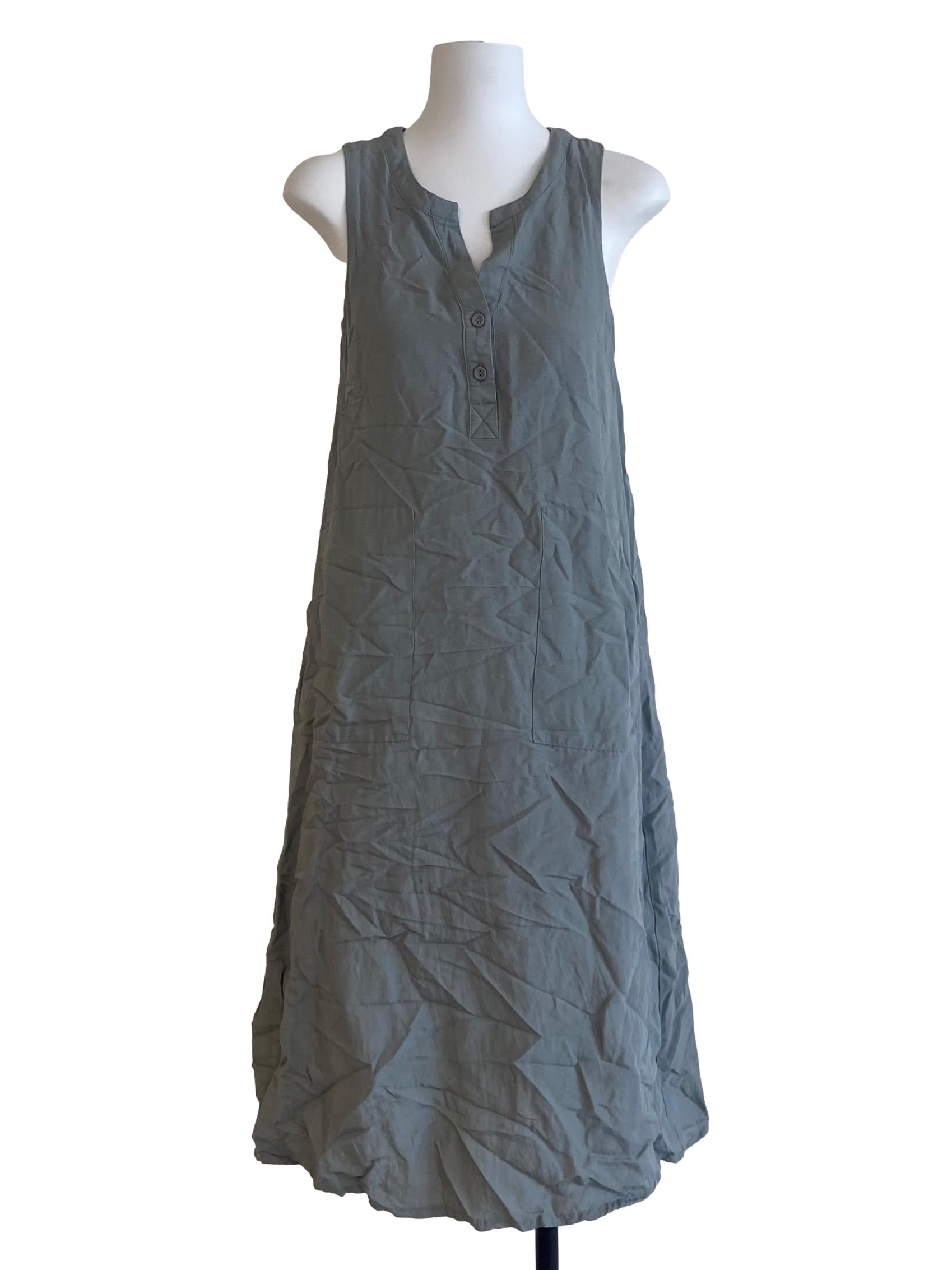 Coin Grey Half Button Slip Dress