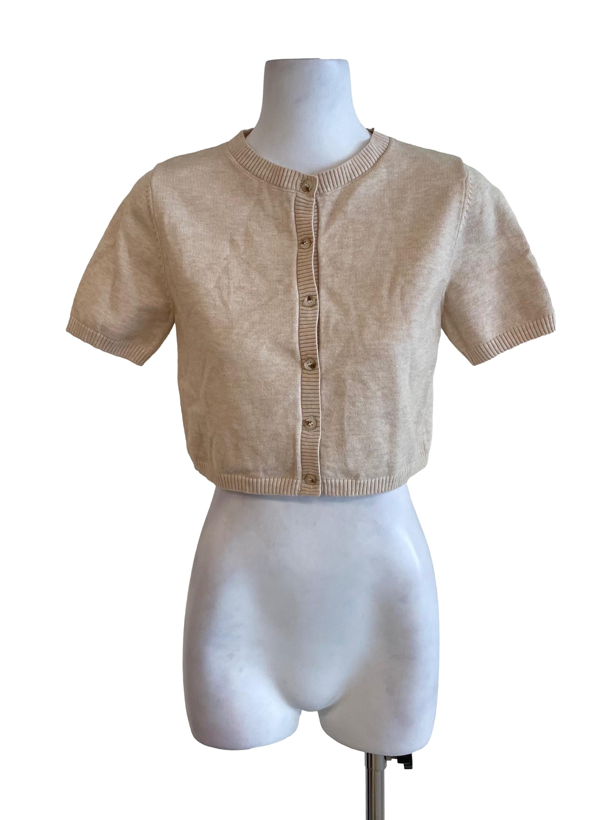 Parchment Knit Button Up Top