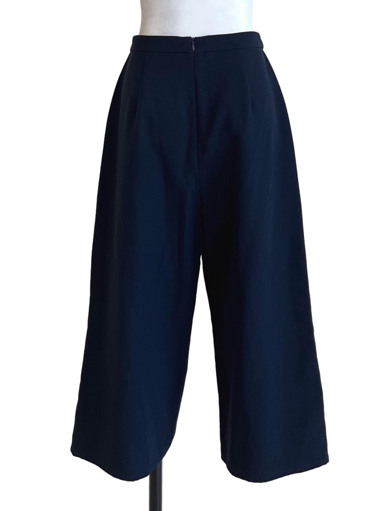 Navy Blue Cropped Wide Leg Pants TCL