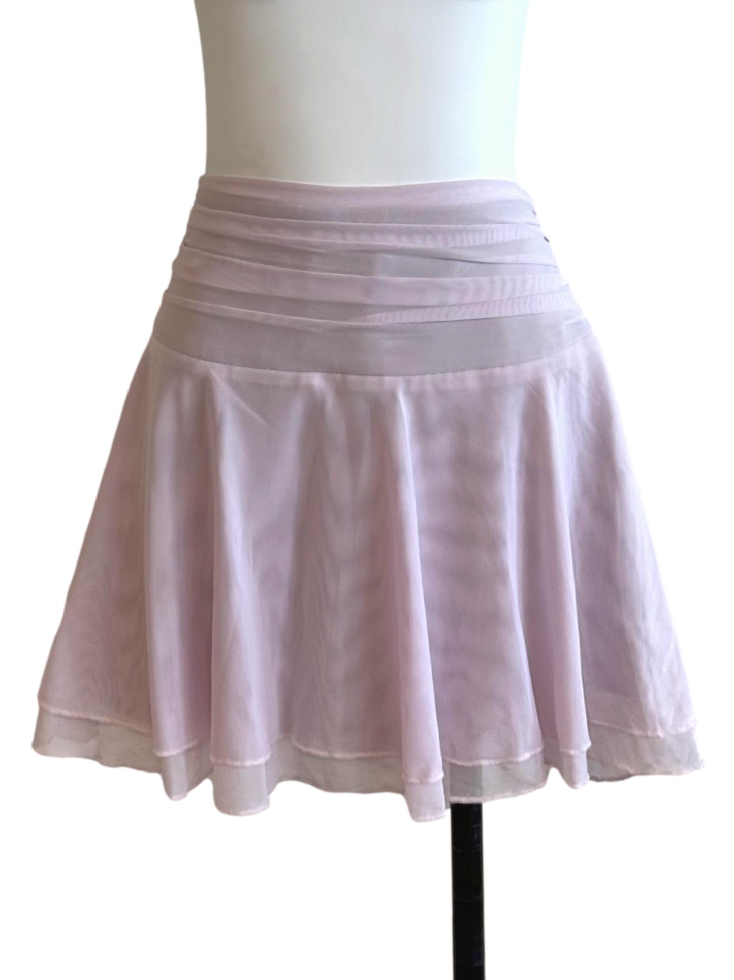 Pale Pink Mesh Net Ruched Skorts