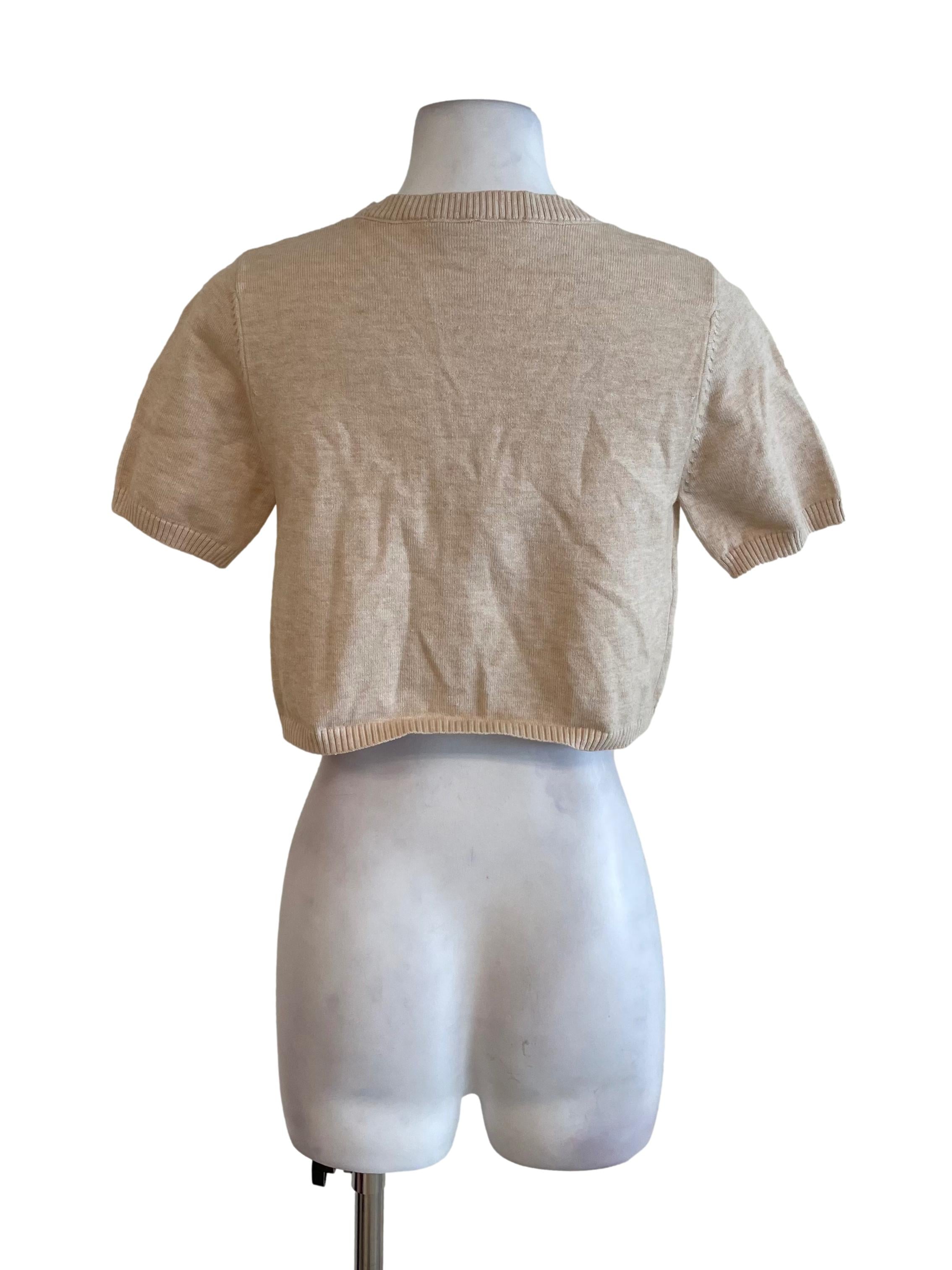 Parchment Knit Button Up Top