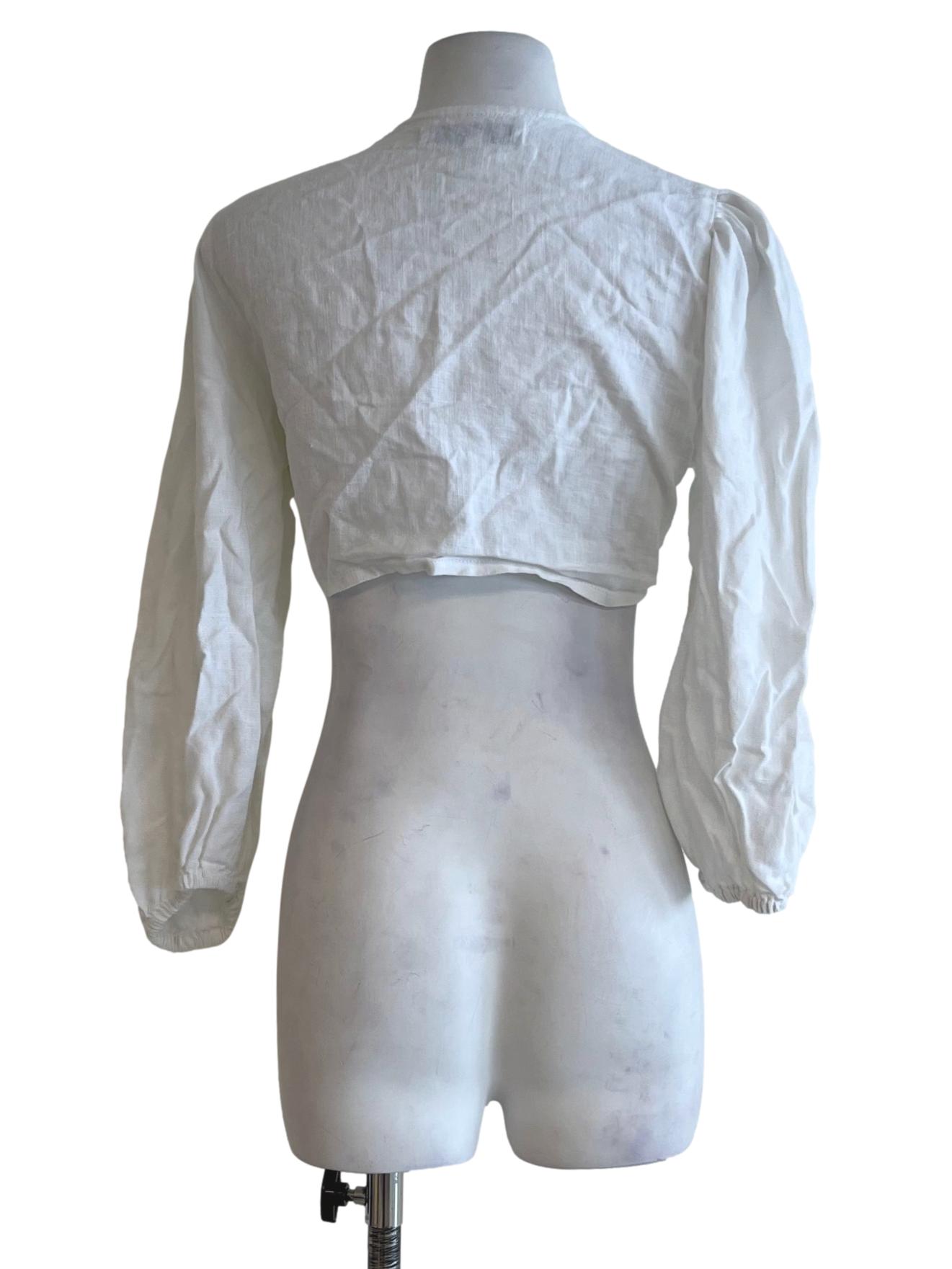 White V-Neckline Wrap Blouse