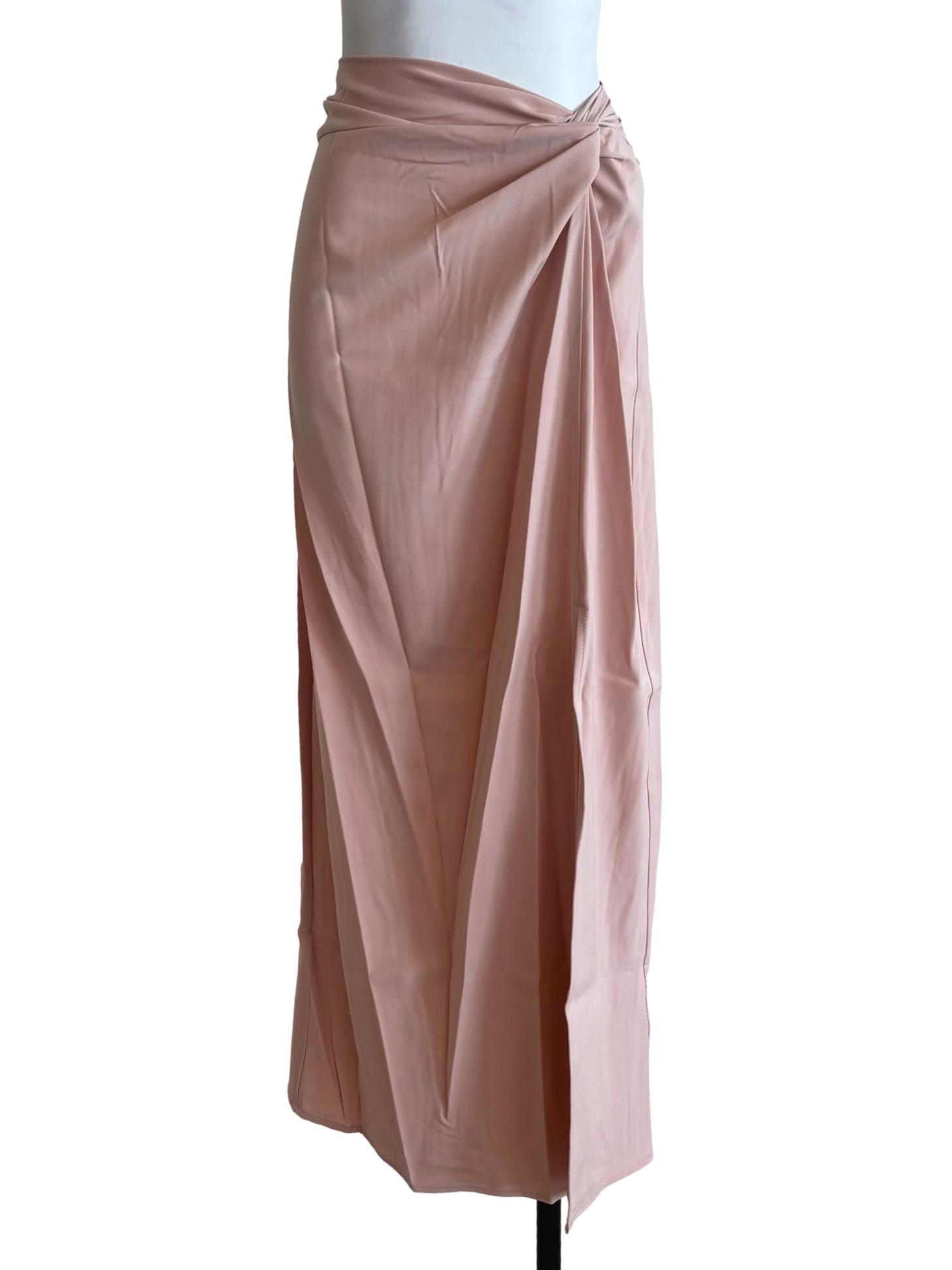 Pink Ava Knot Front Maxi Skirt