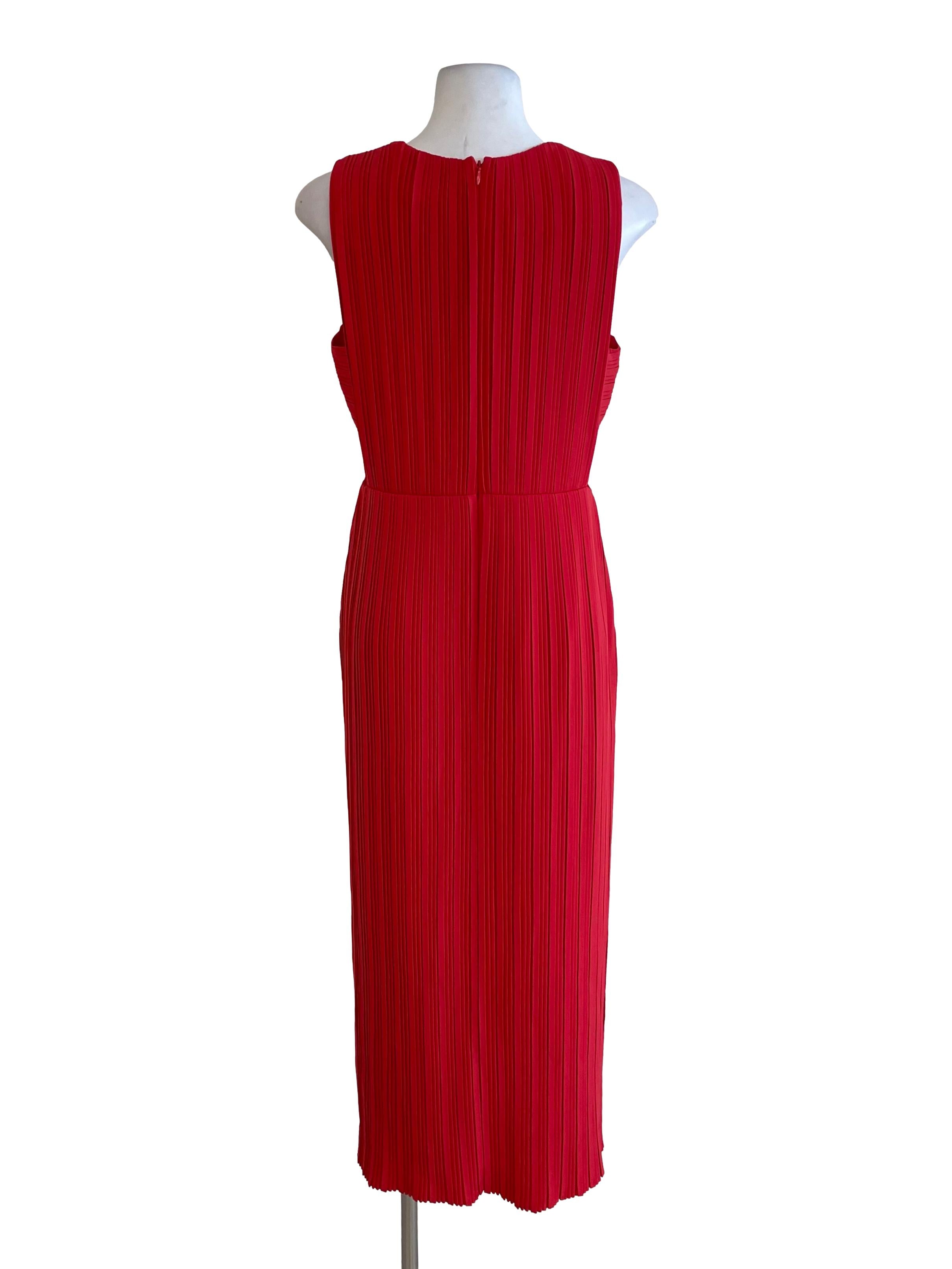 Red Accordion Open Waist Dress