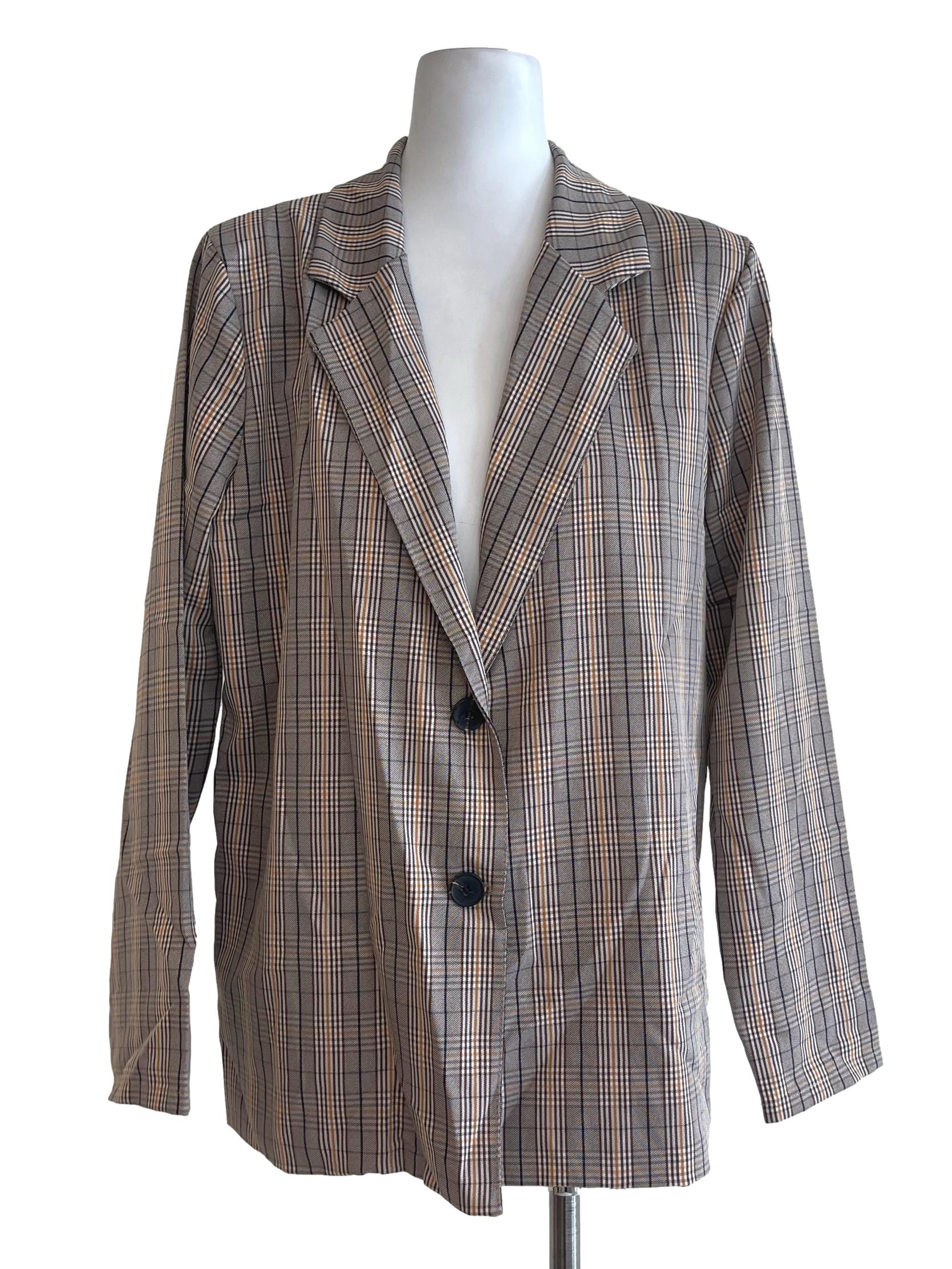 Brown Checkered Blazer