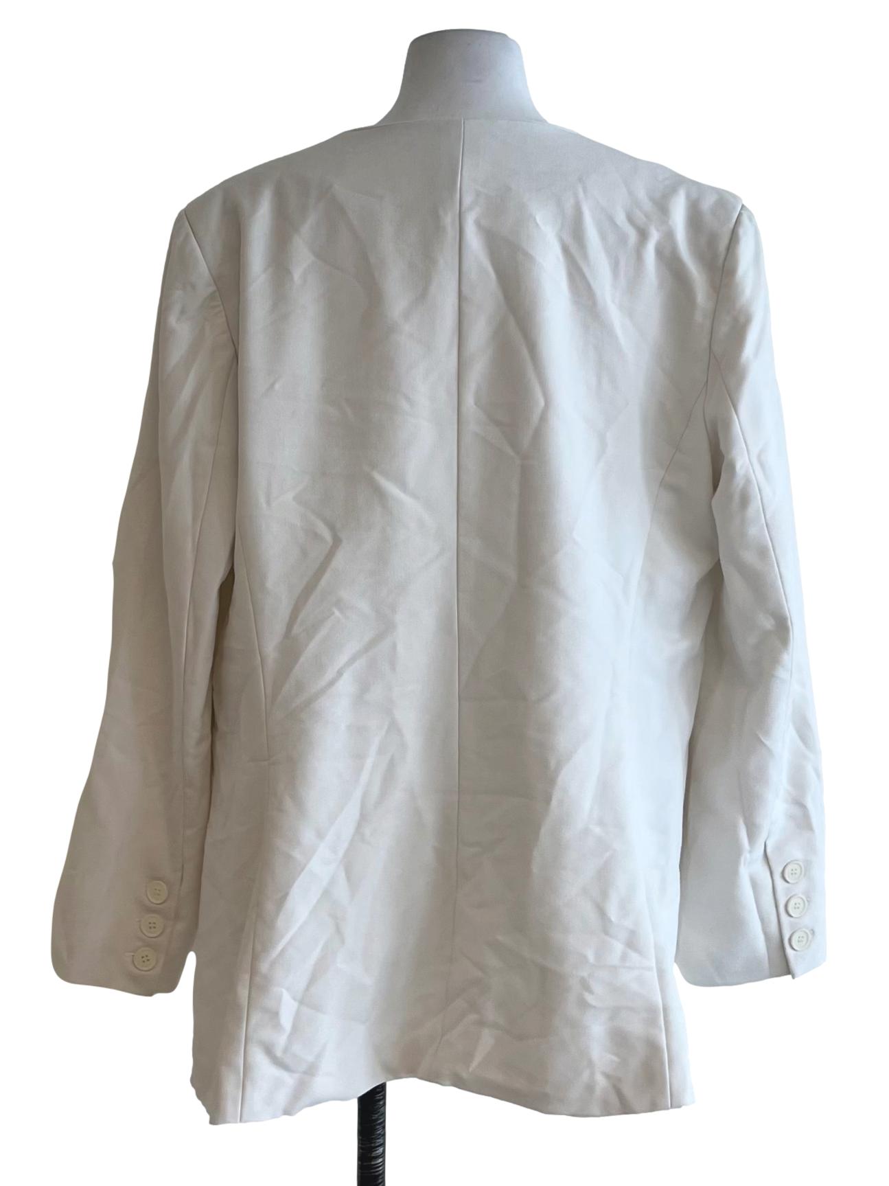 White V-Neckline Single-Breasted Blazer