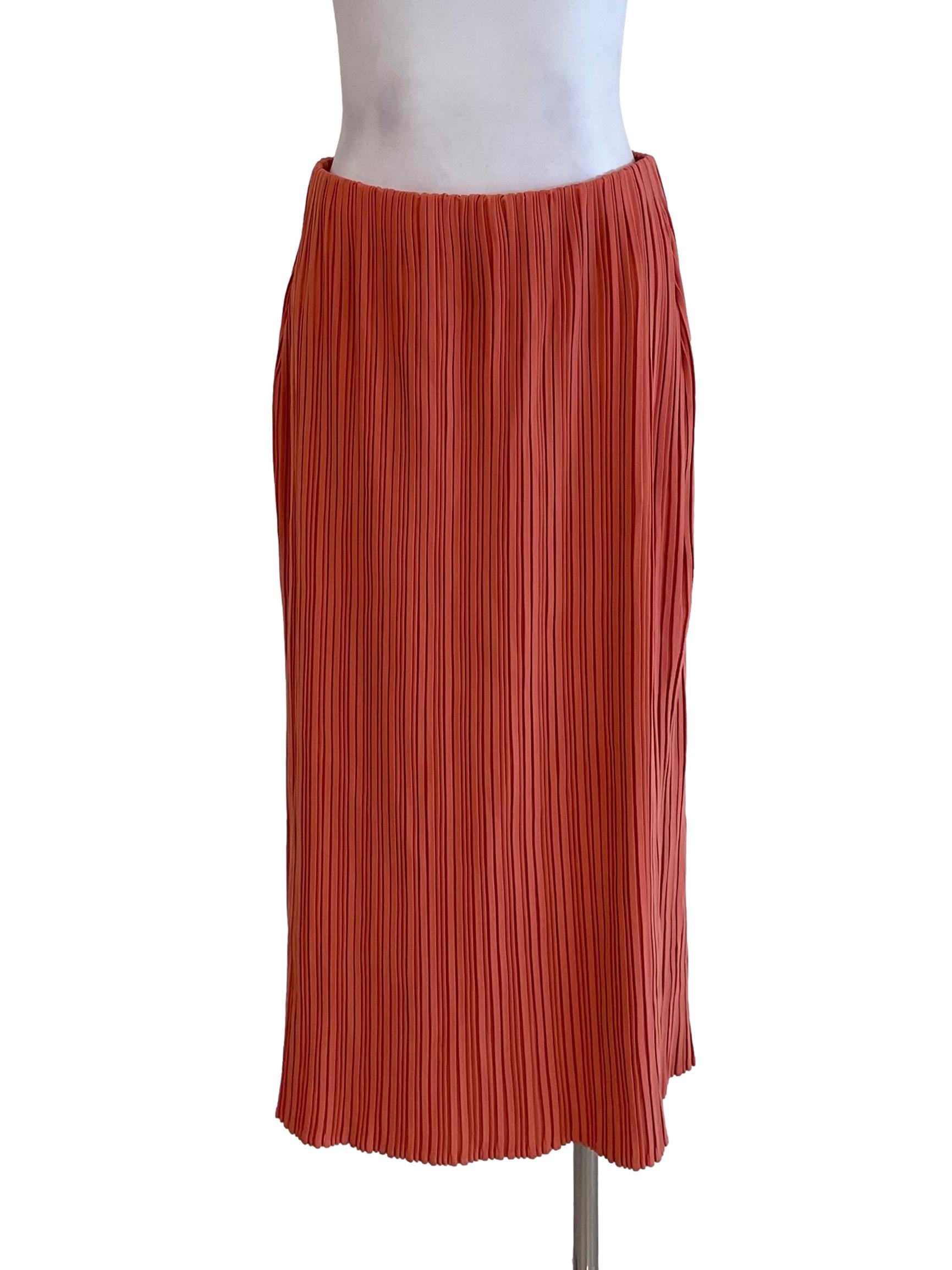 Orange Accordion Pencil Skirt