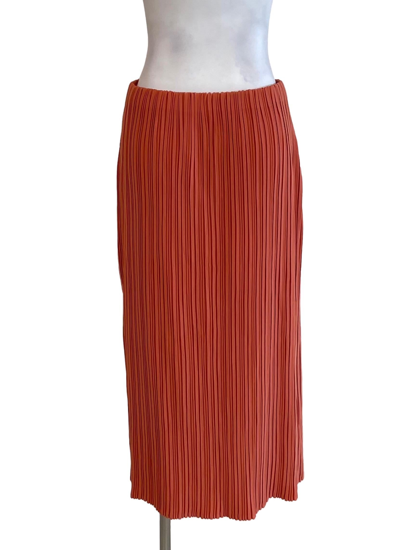 Orange Accordion Pencil Skirt