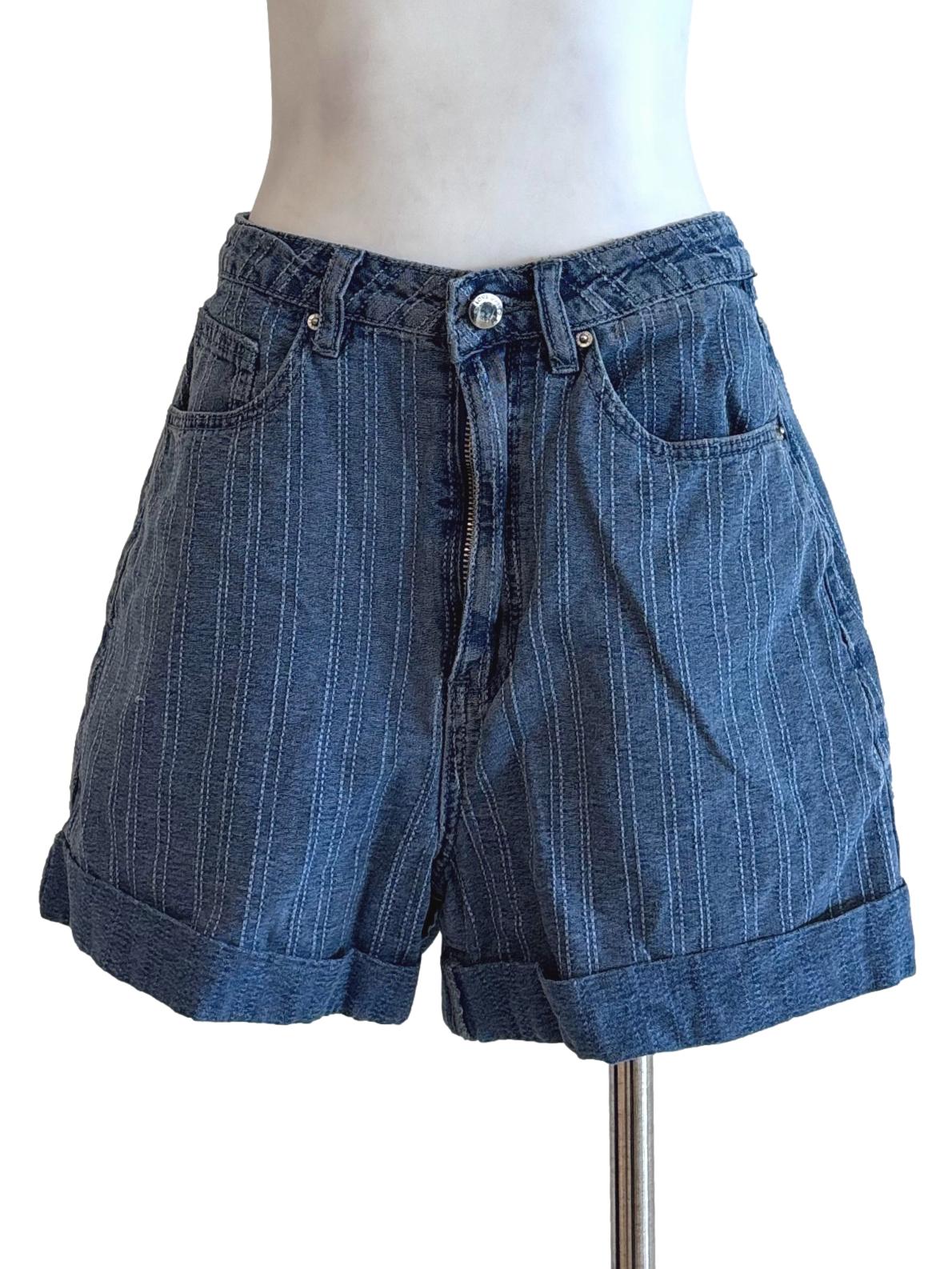 Lapis Blue Striped Denim Shorts LB