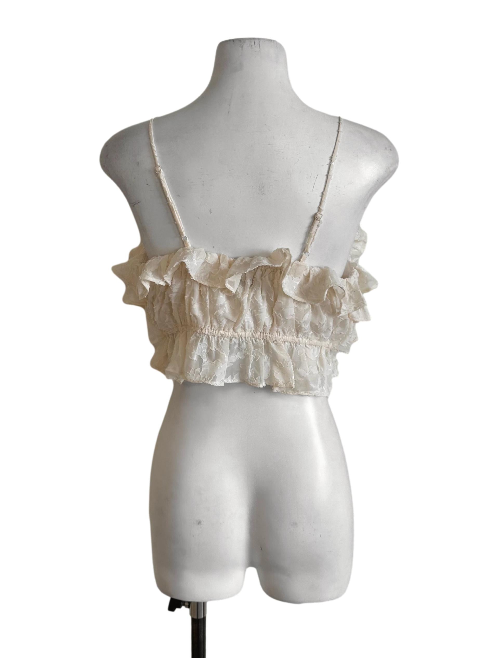 Light Yellow Ruffle Tiered Textured Top