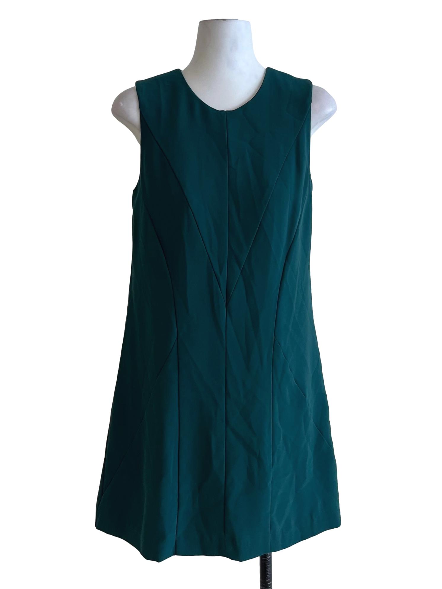 Pine Green Jewel Neckline Sheath Dress
