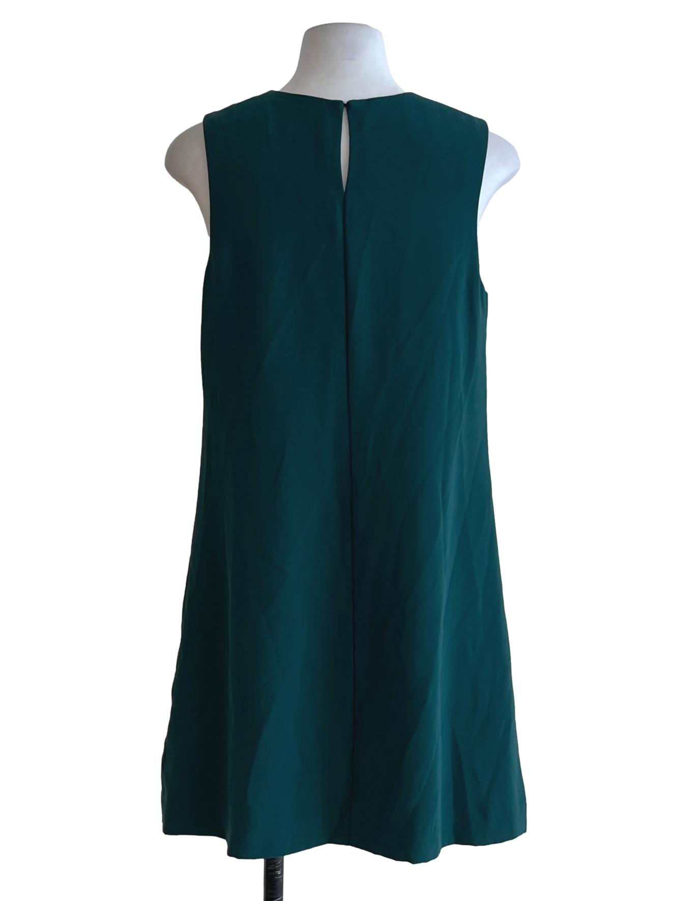 Pine Green Jewel Neckline Sheath Dress