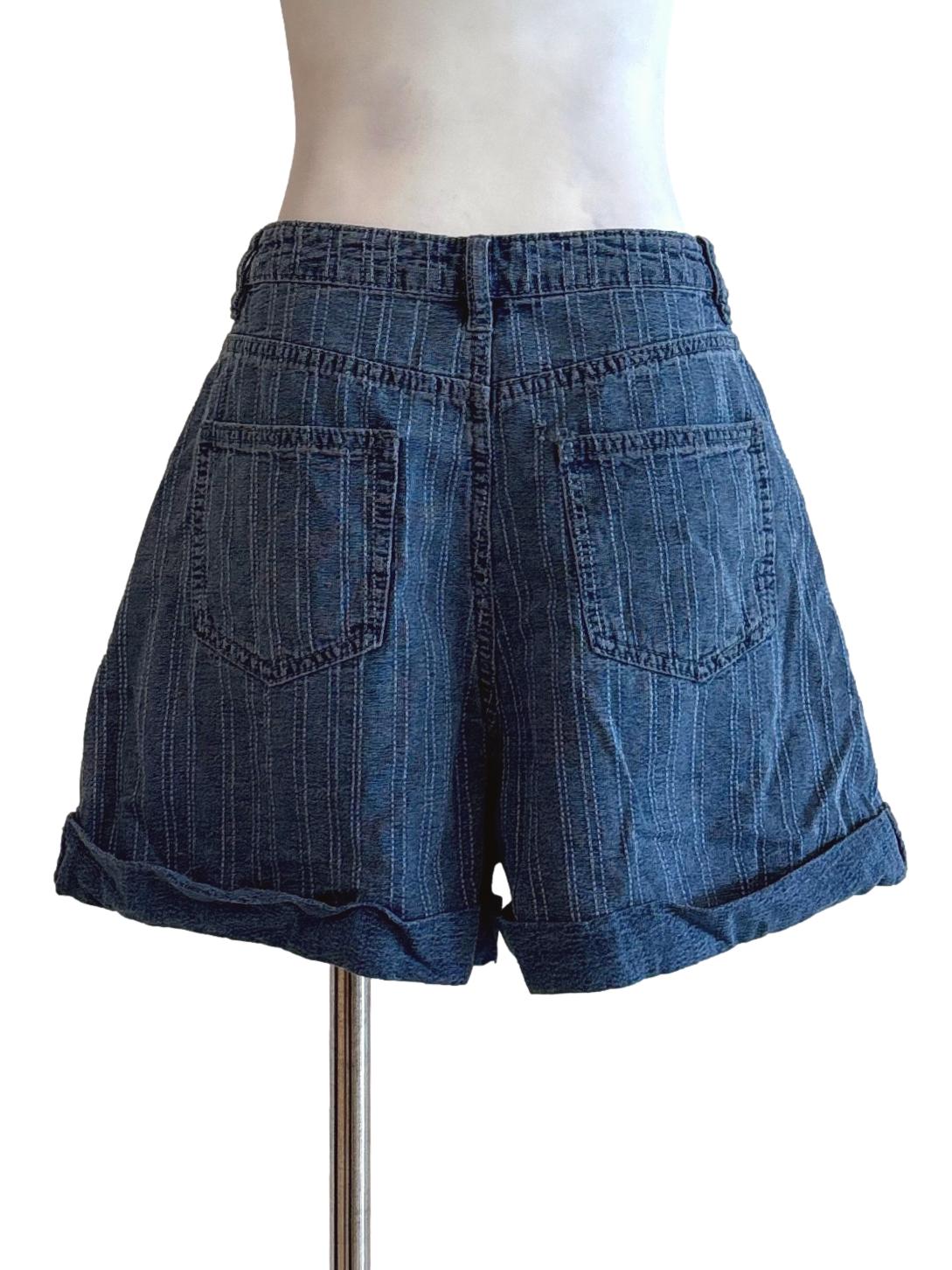 Lapis Blue Striped Denim Shorts LB
