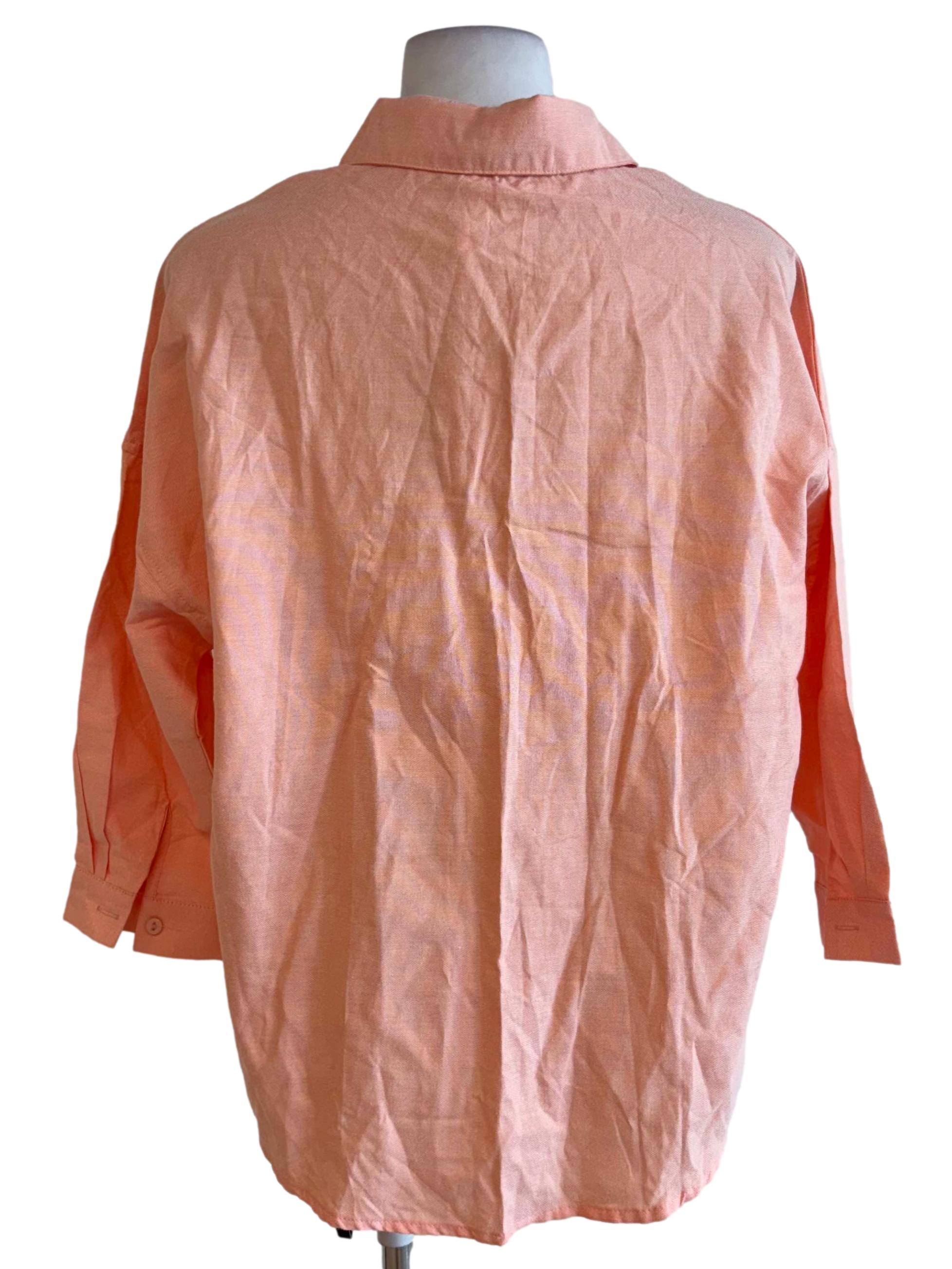 Peach Quarter Sleeve Buttoned Shirt