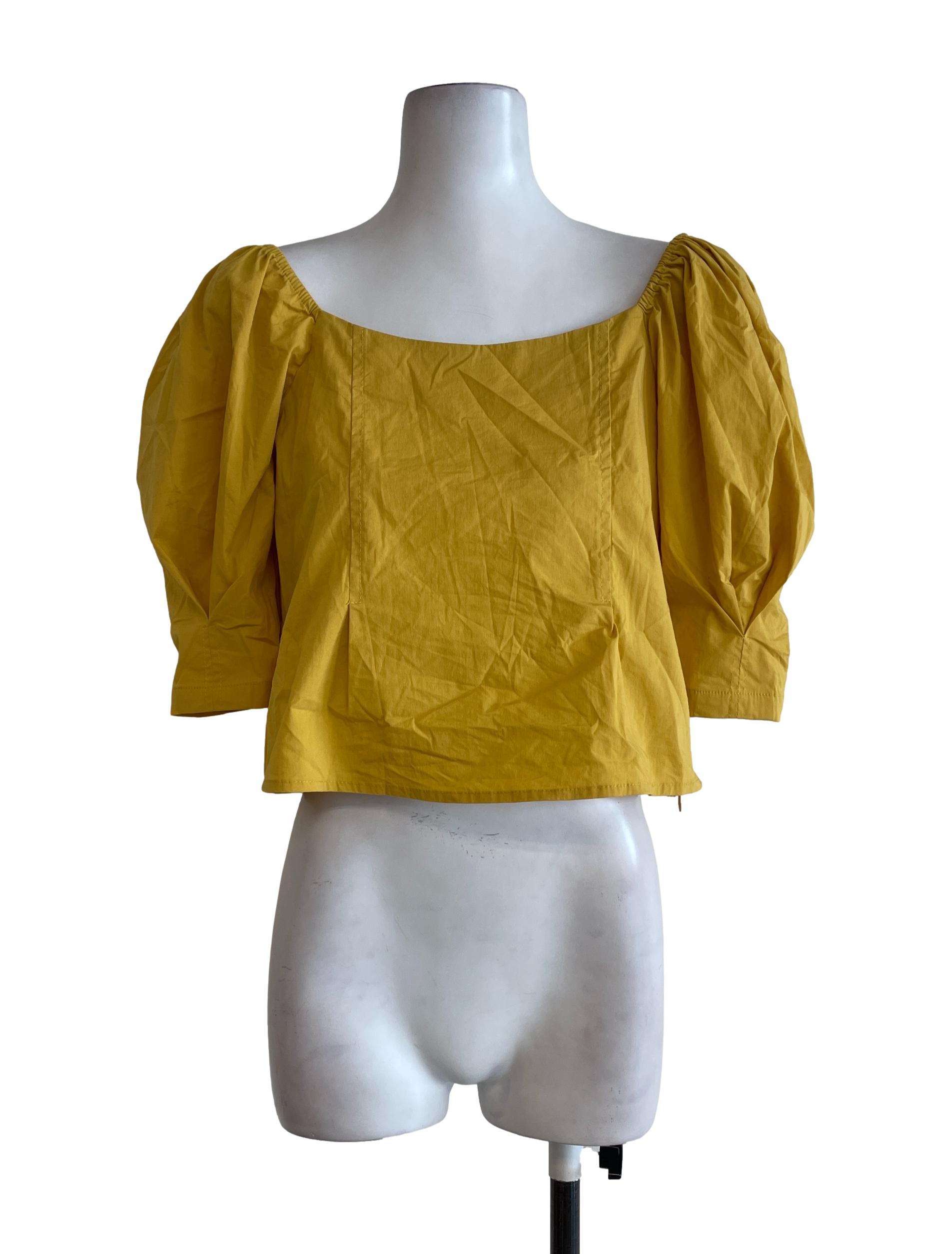 Honey Yellow Puffed Sleeves Top