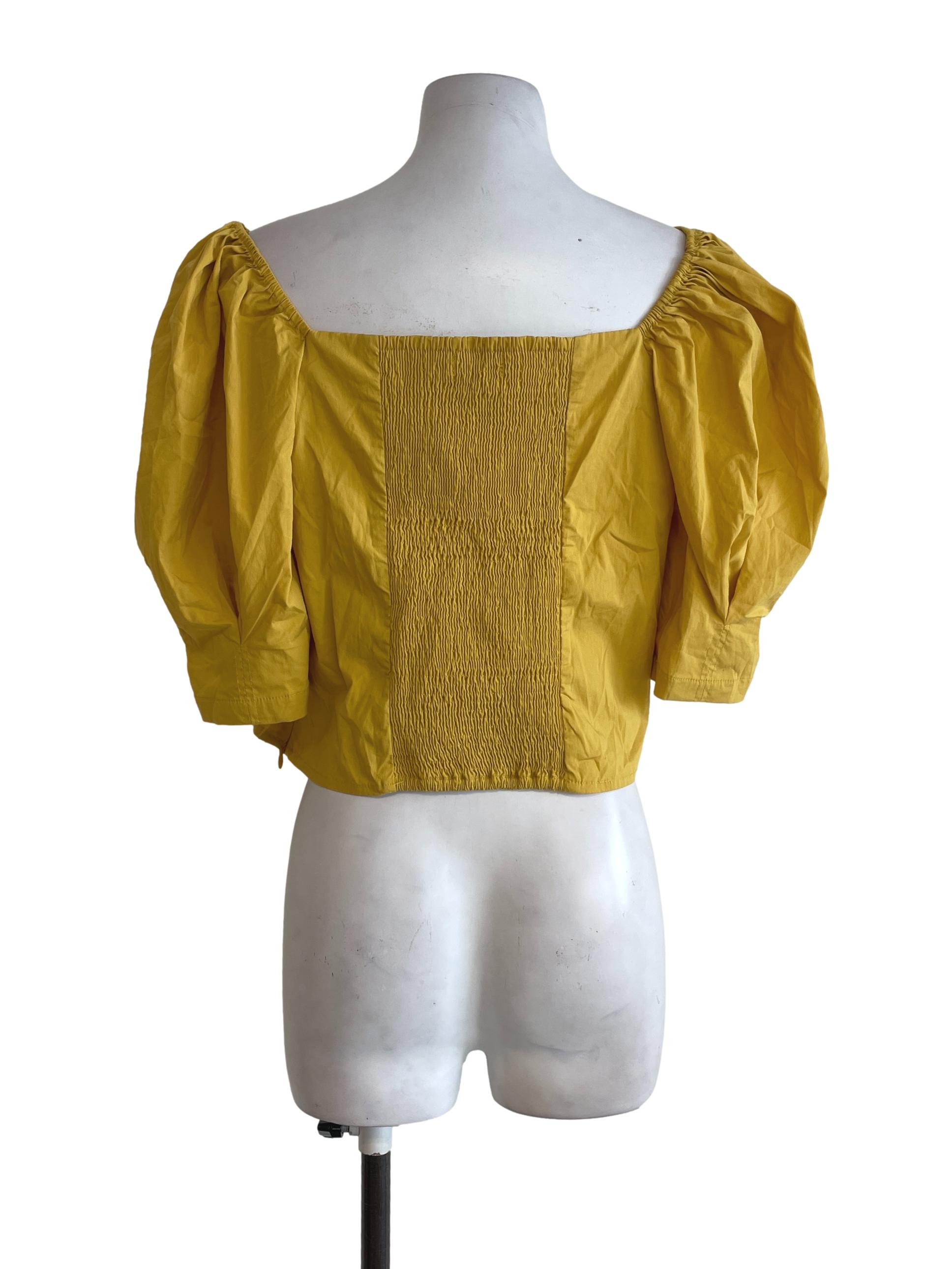 Honey Yellow Puffed Sleeves Top