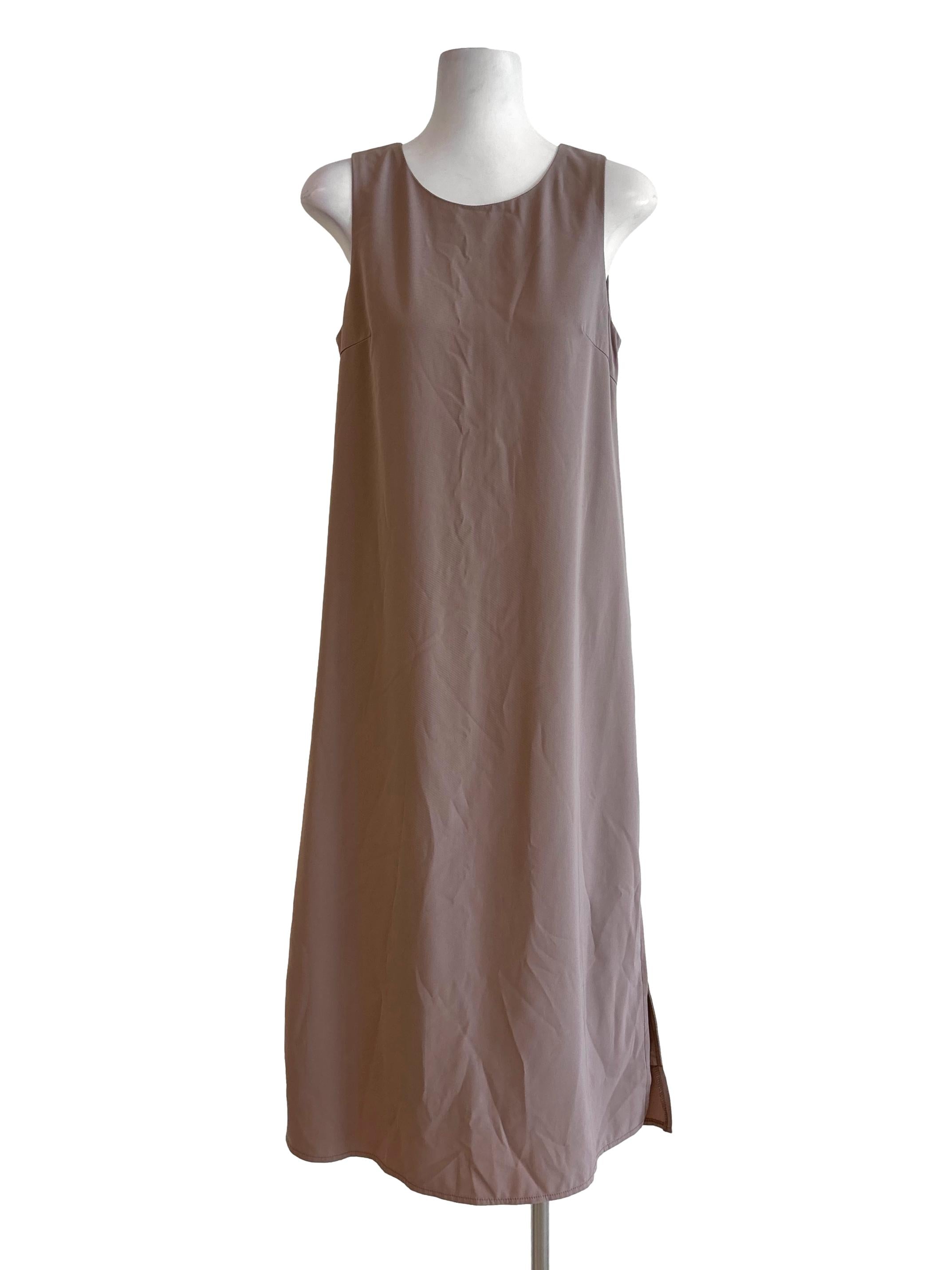 Latte Brown Sleeveless Straight Dress