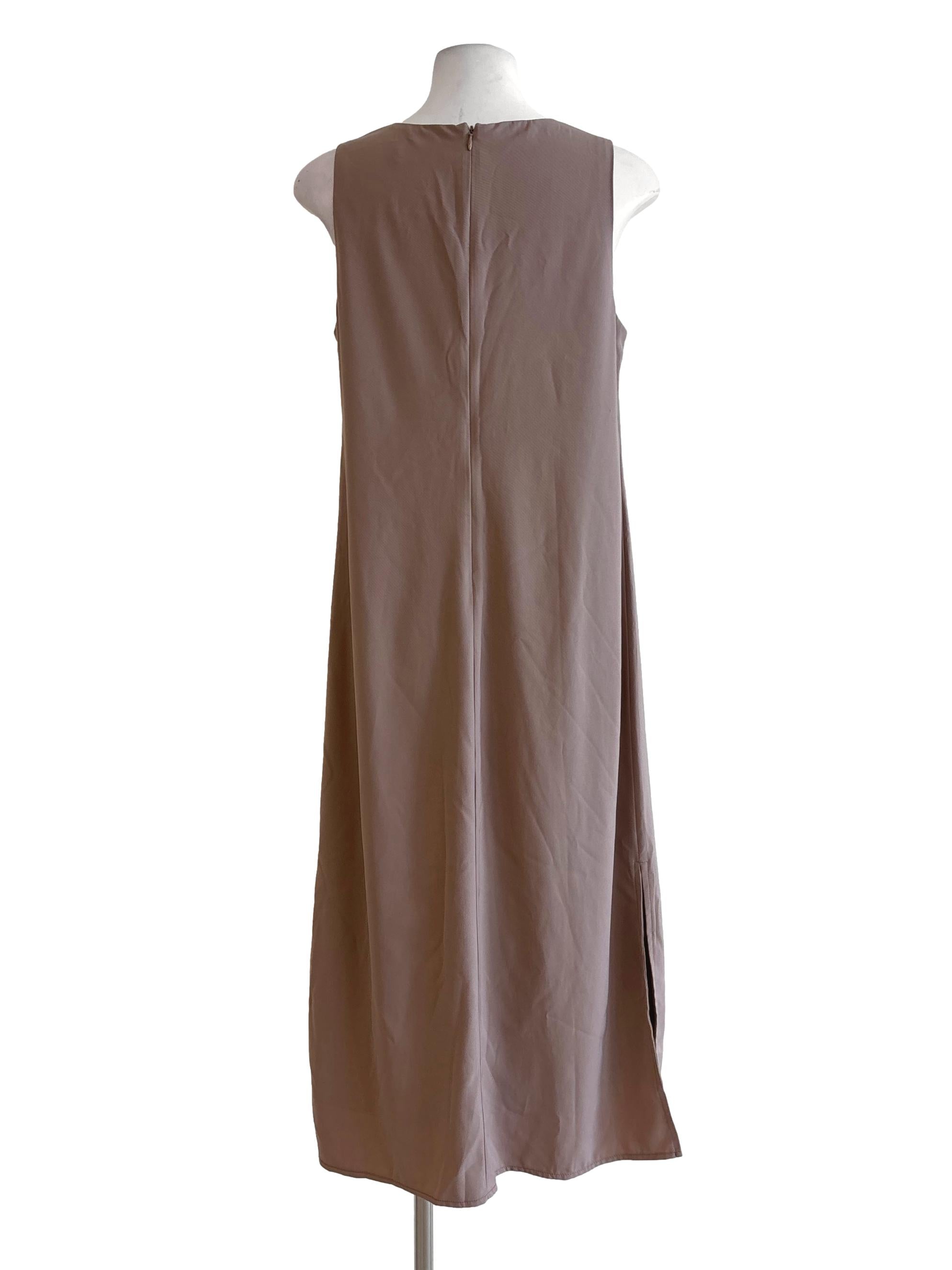 Latte Brown Sleeveless Straight Dress