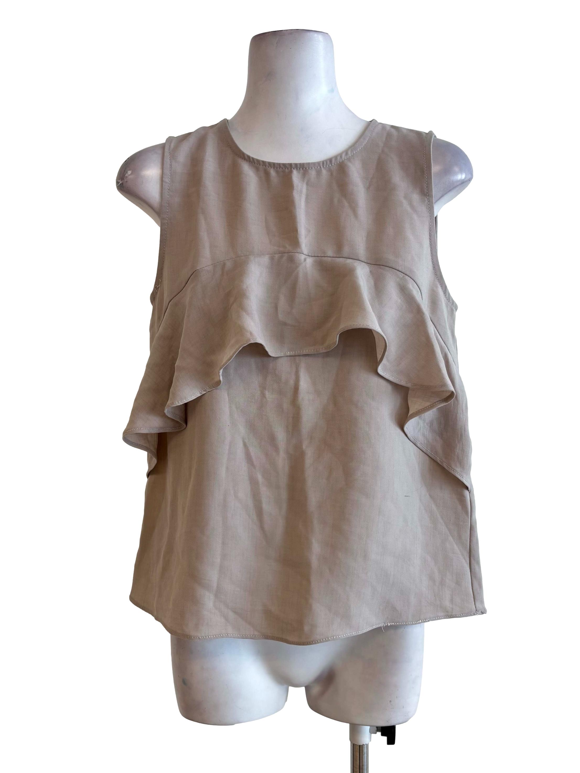 Tortilla Brown Ruffle Tank Top