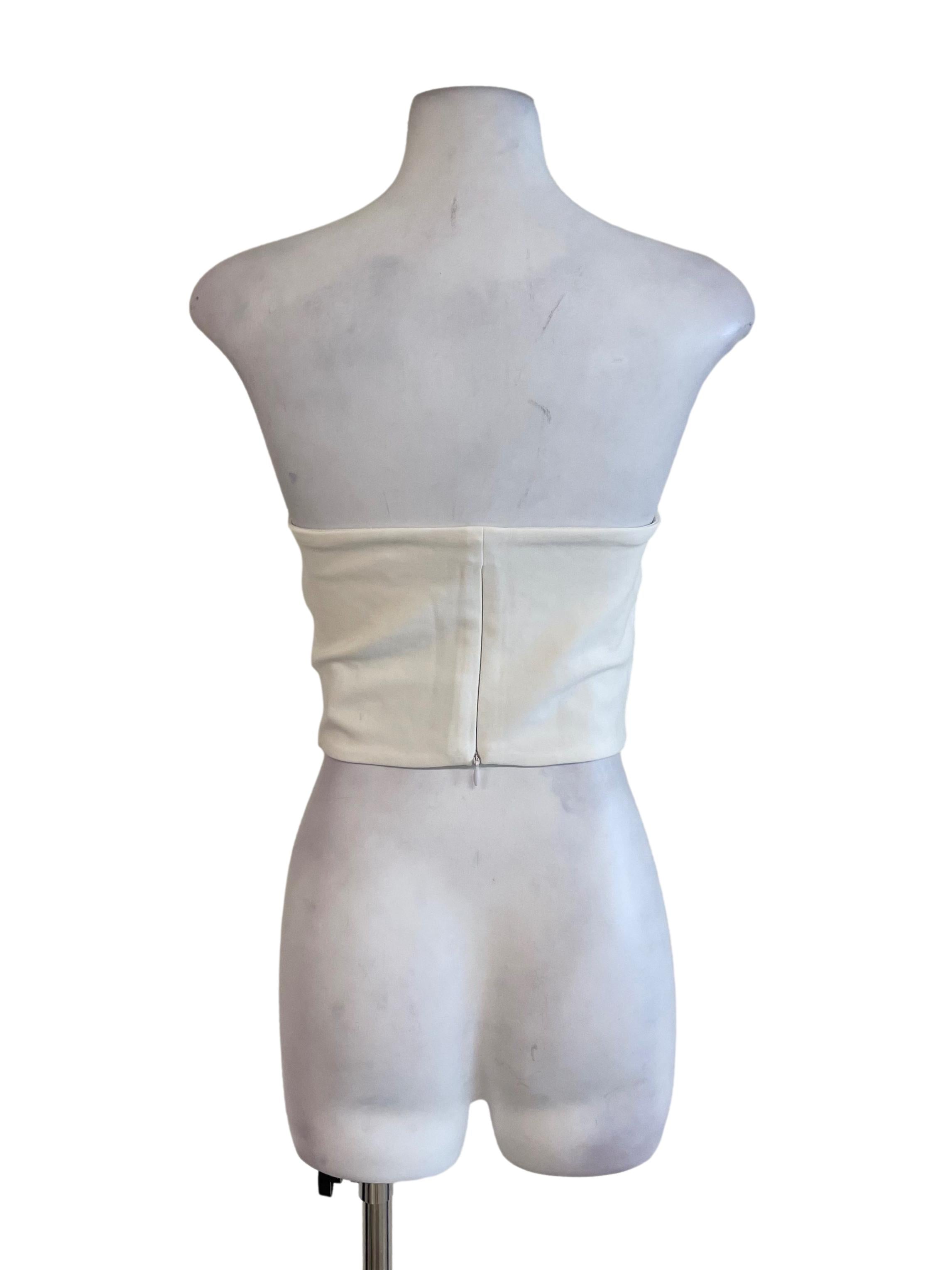 Off White Strapless Crop Top