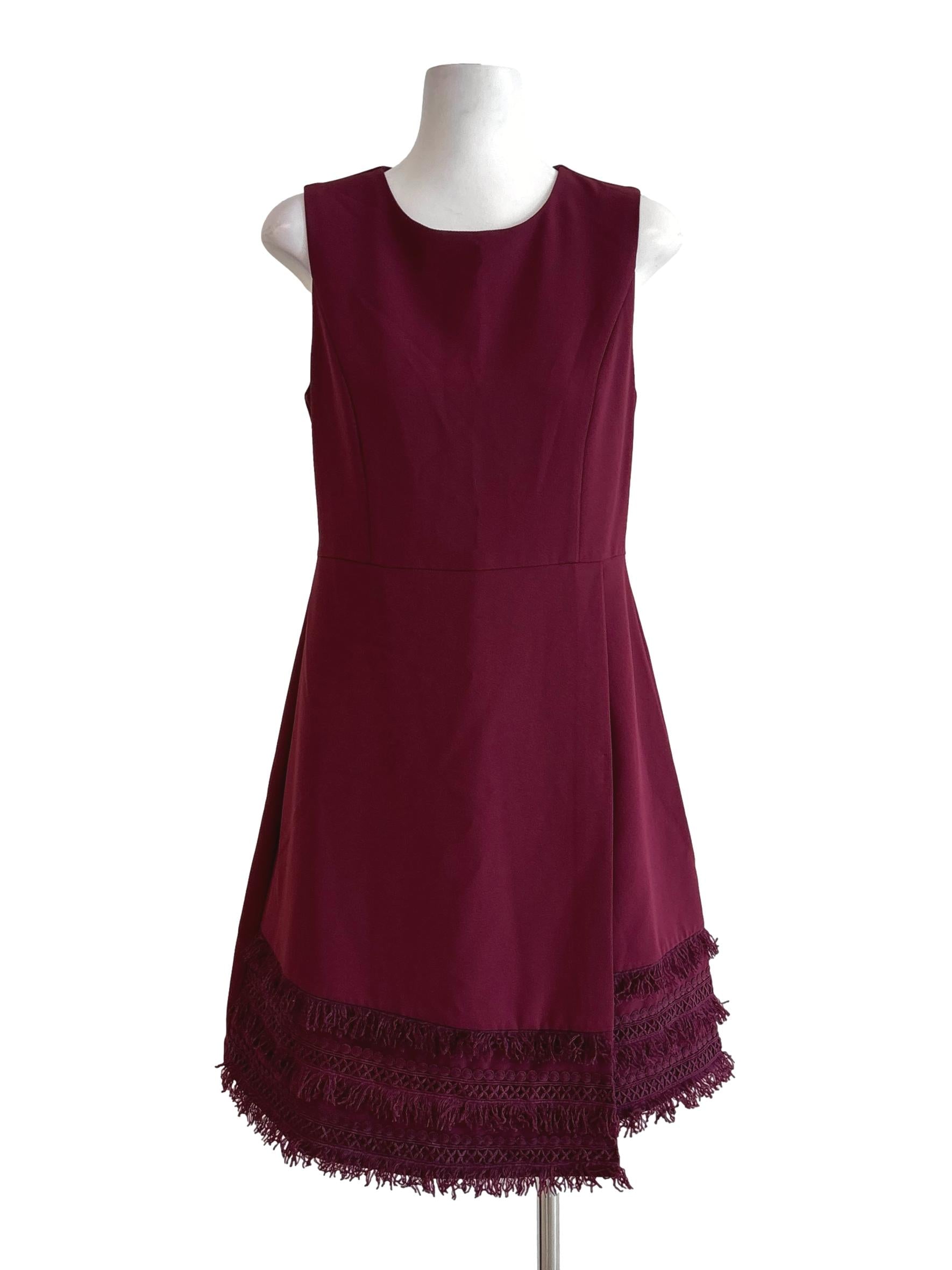 Burgundy Red Sleeveless A-Line Dress