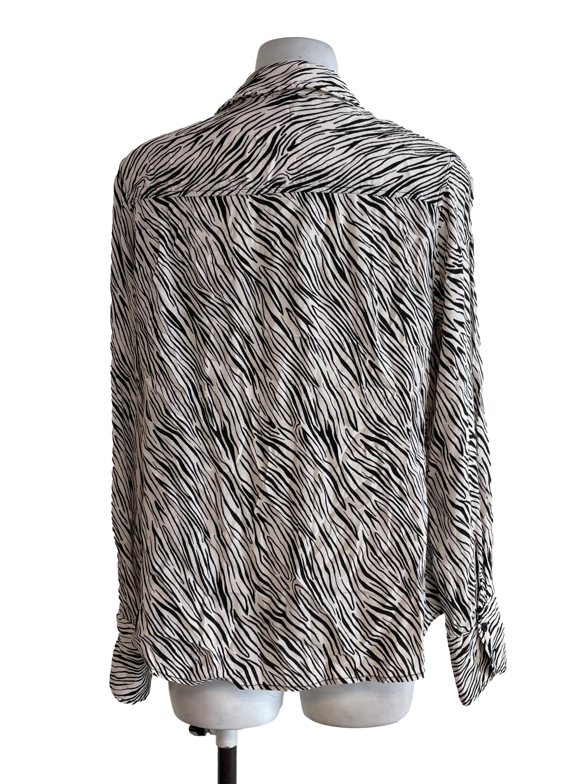 Dual Tone Cream Black Zebra Print Top