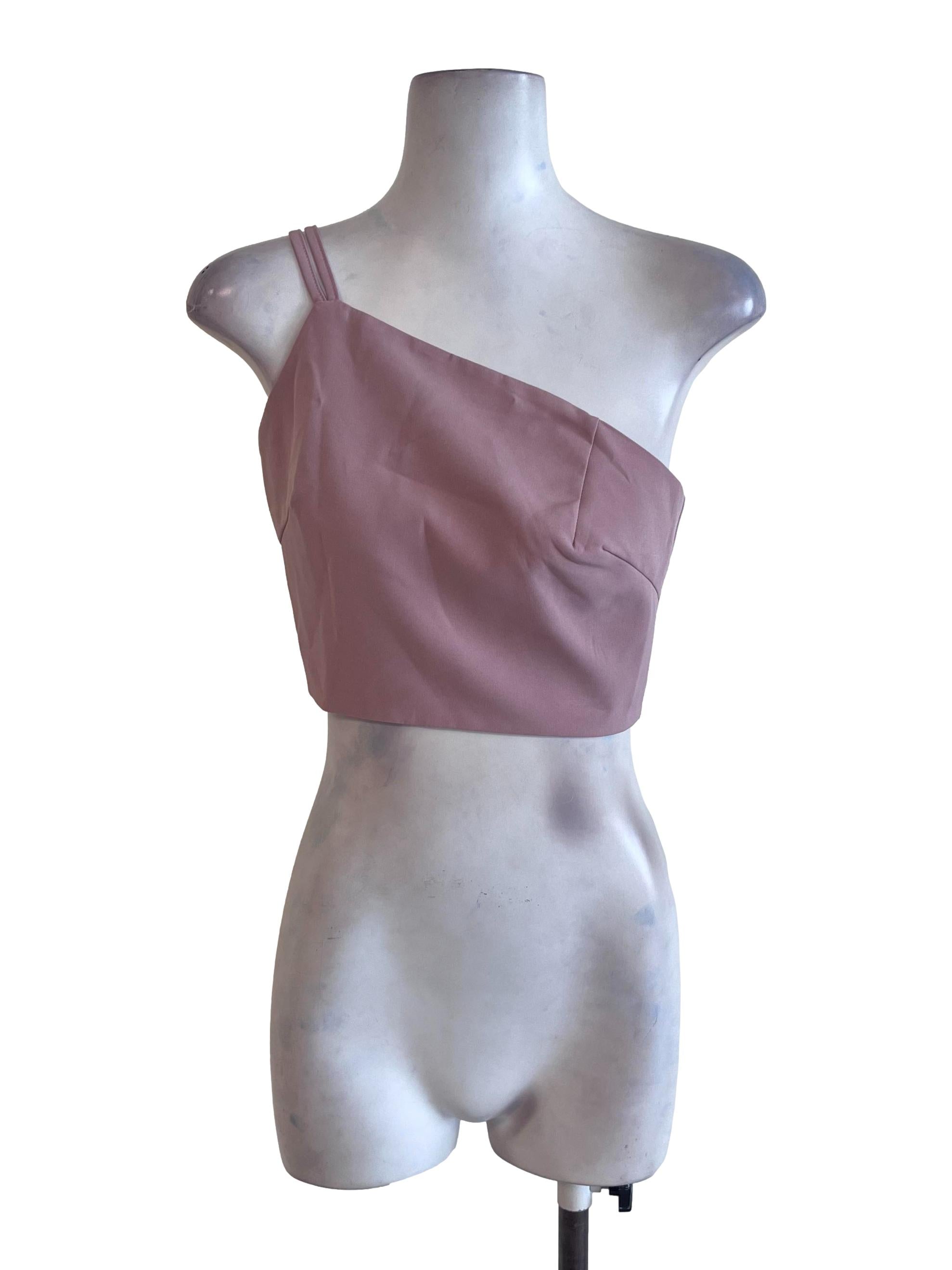 Crepe Pink Asymmetric Top