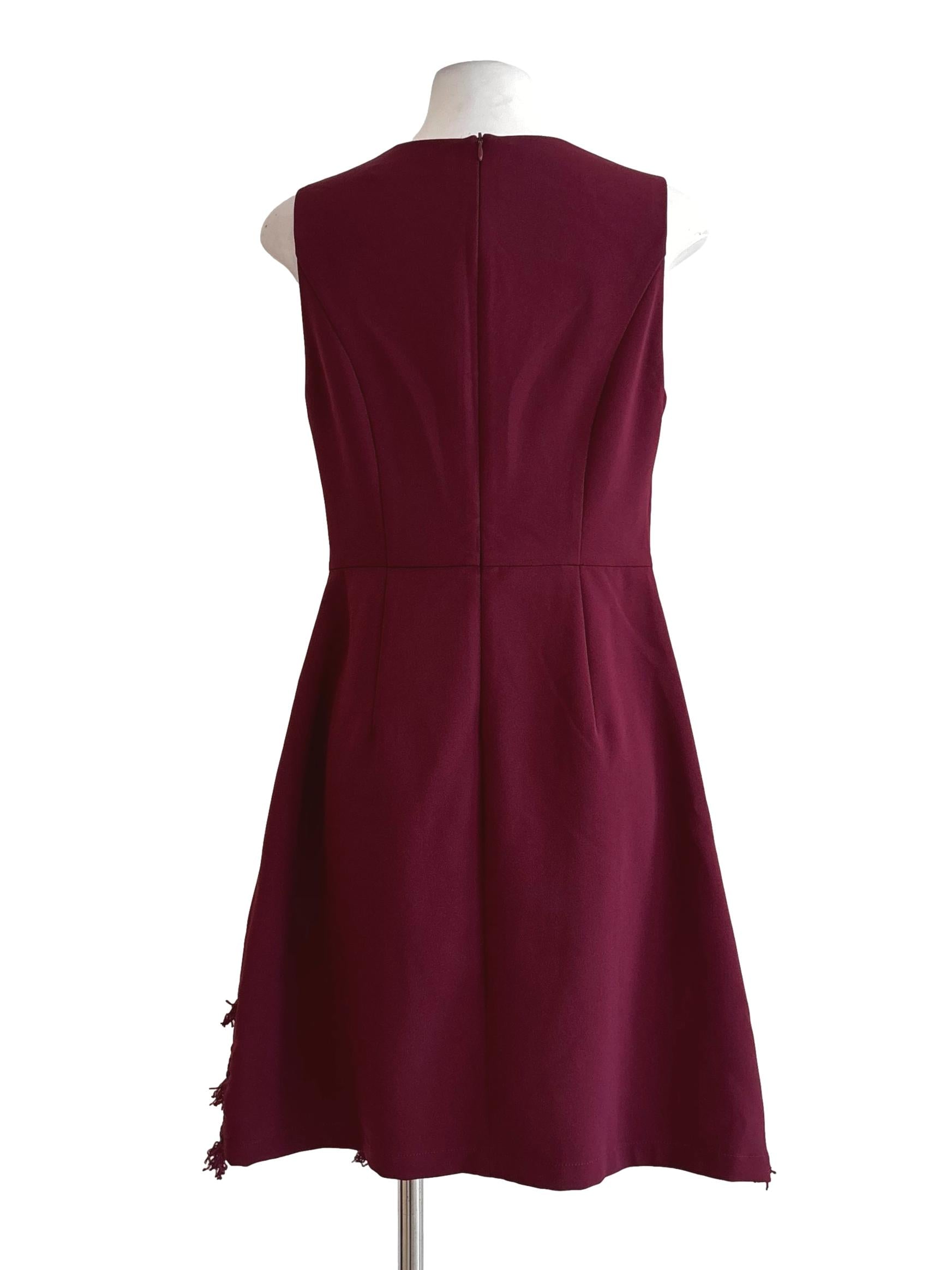 Burgundy Red Sleeveless A-Line Dress