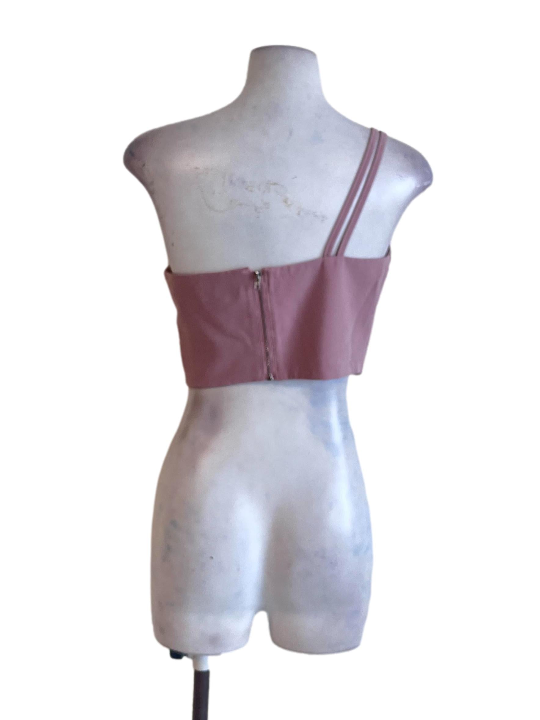 Crepe Pink Asymmetric Top