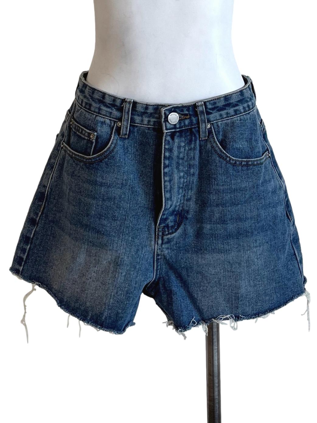 Peacock Blue Denim Shorts YHF