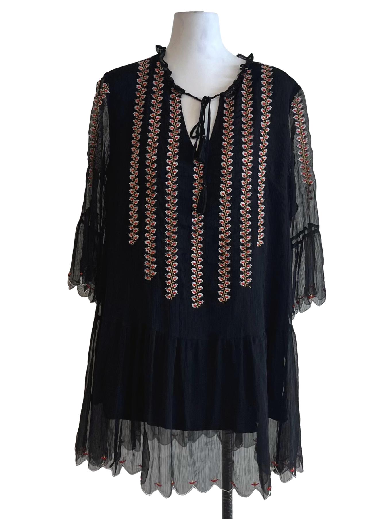 Black Floral Empire Dress