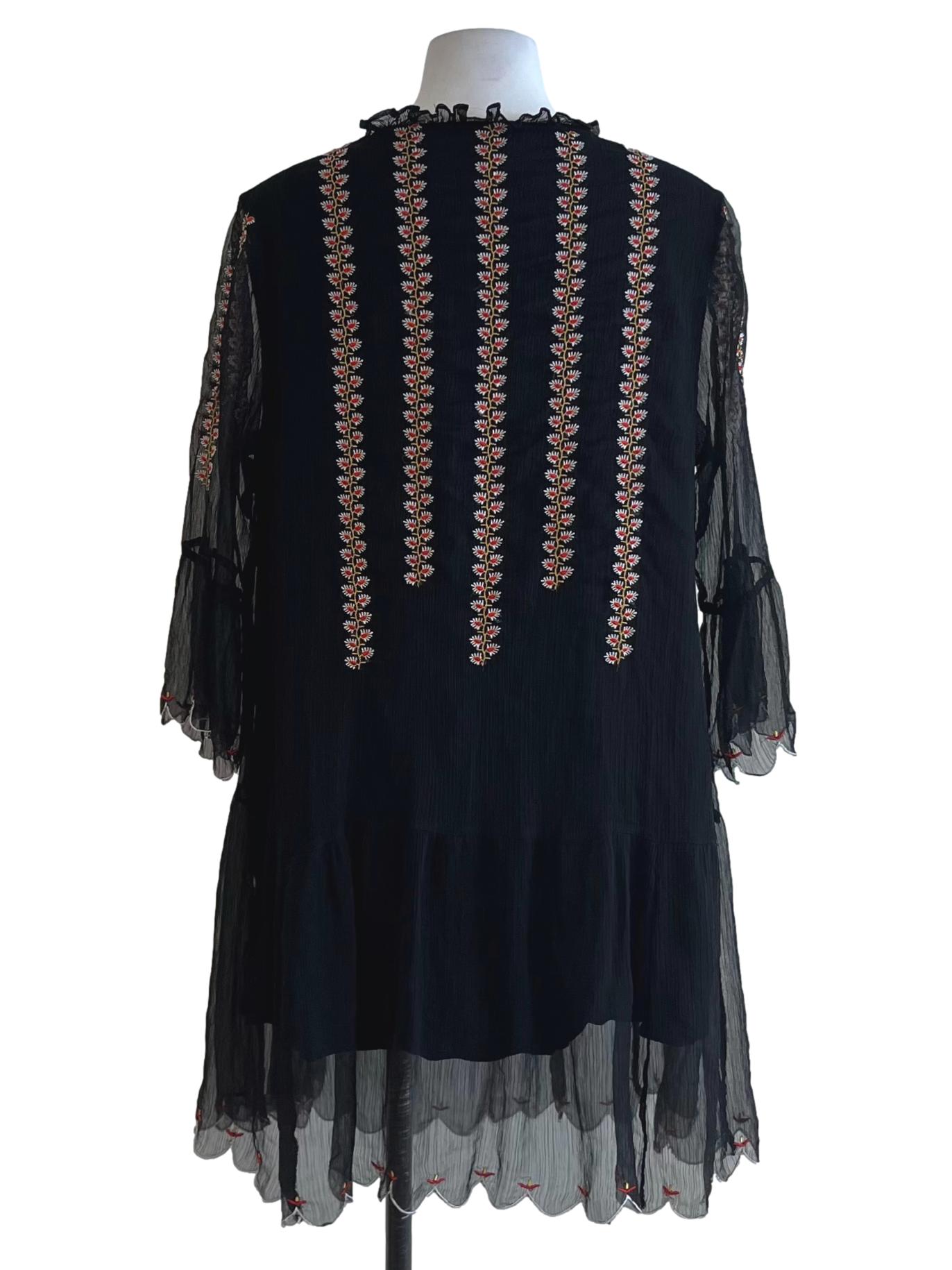 Black Floral Empire Dress