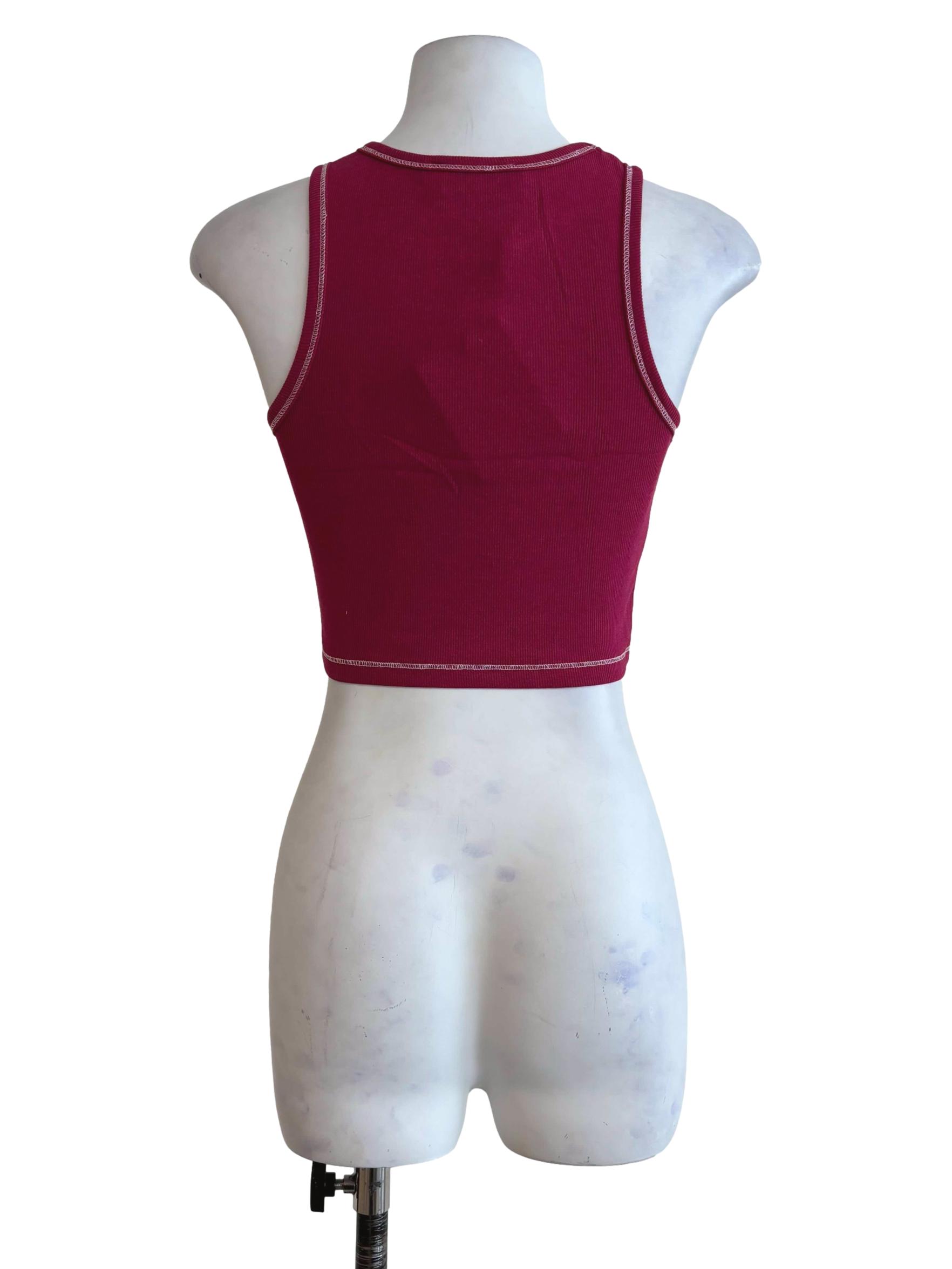 Red Cherry Contrast Racercut Top