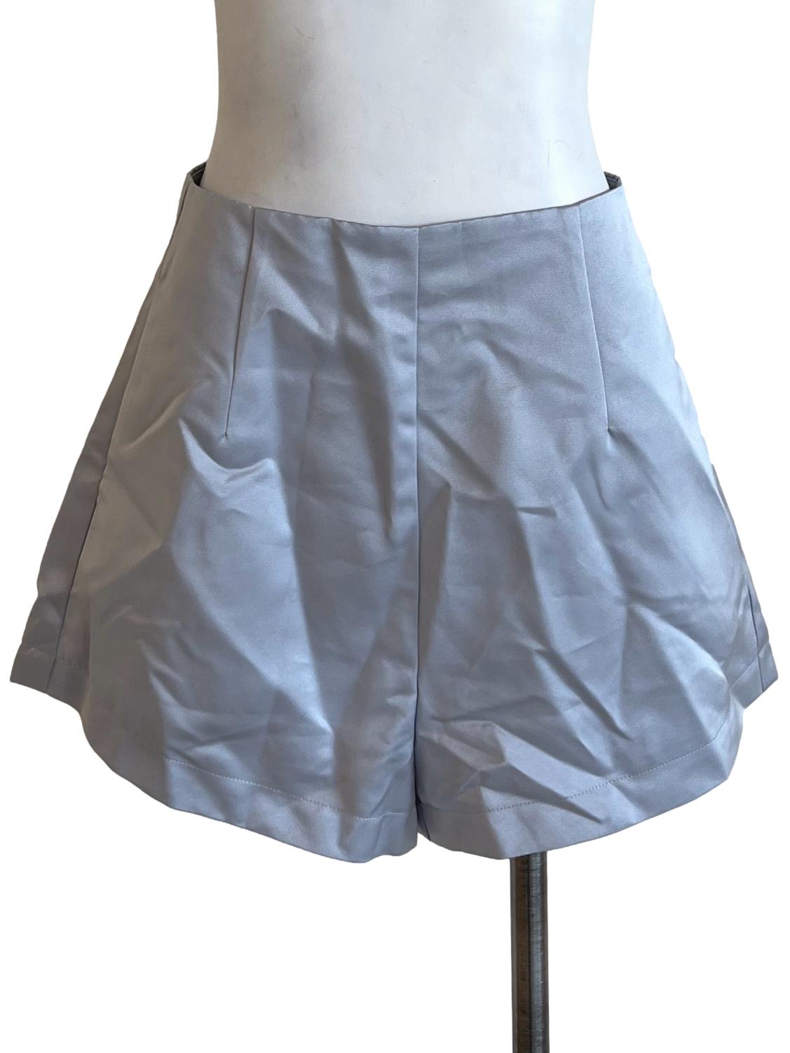 Stone Blue High Waist Satin Skorts