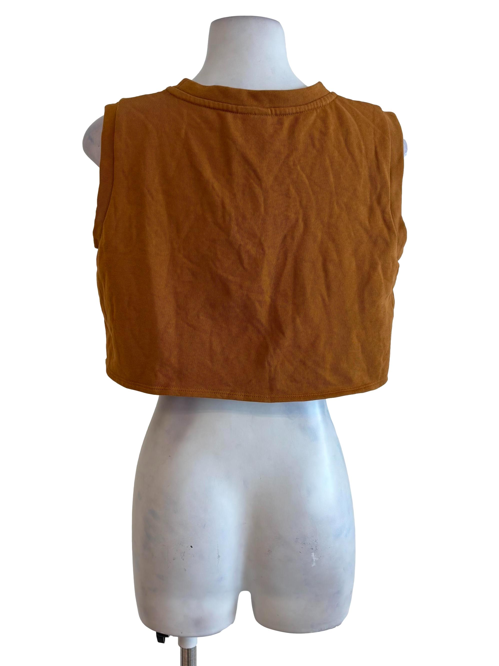 Brown Plain Cropped Tank Top