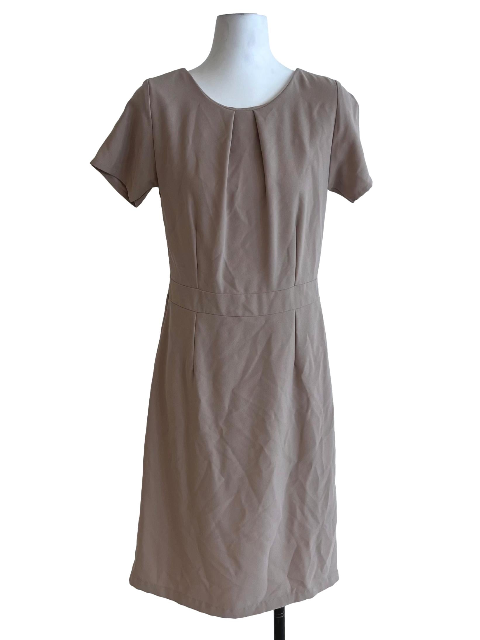 Beige Jewel Neckline Empire Dress