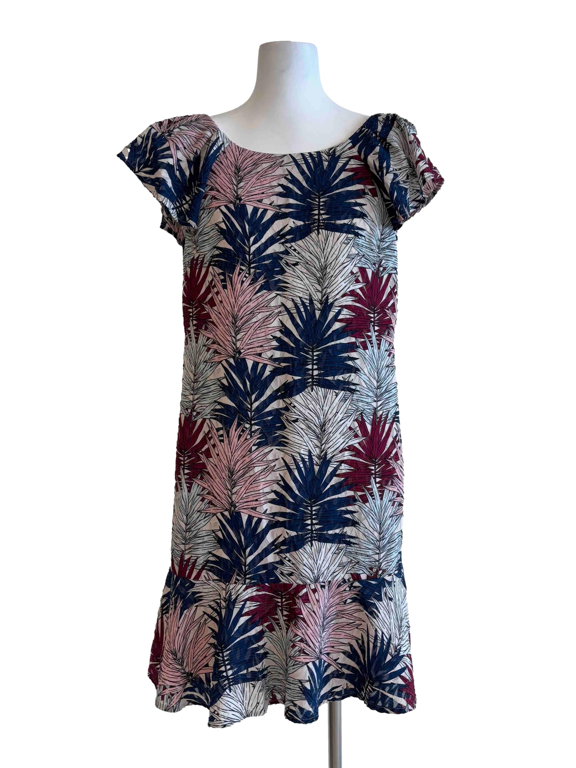 Multicolour Cap Sleeve Patterned Textured Dress