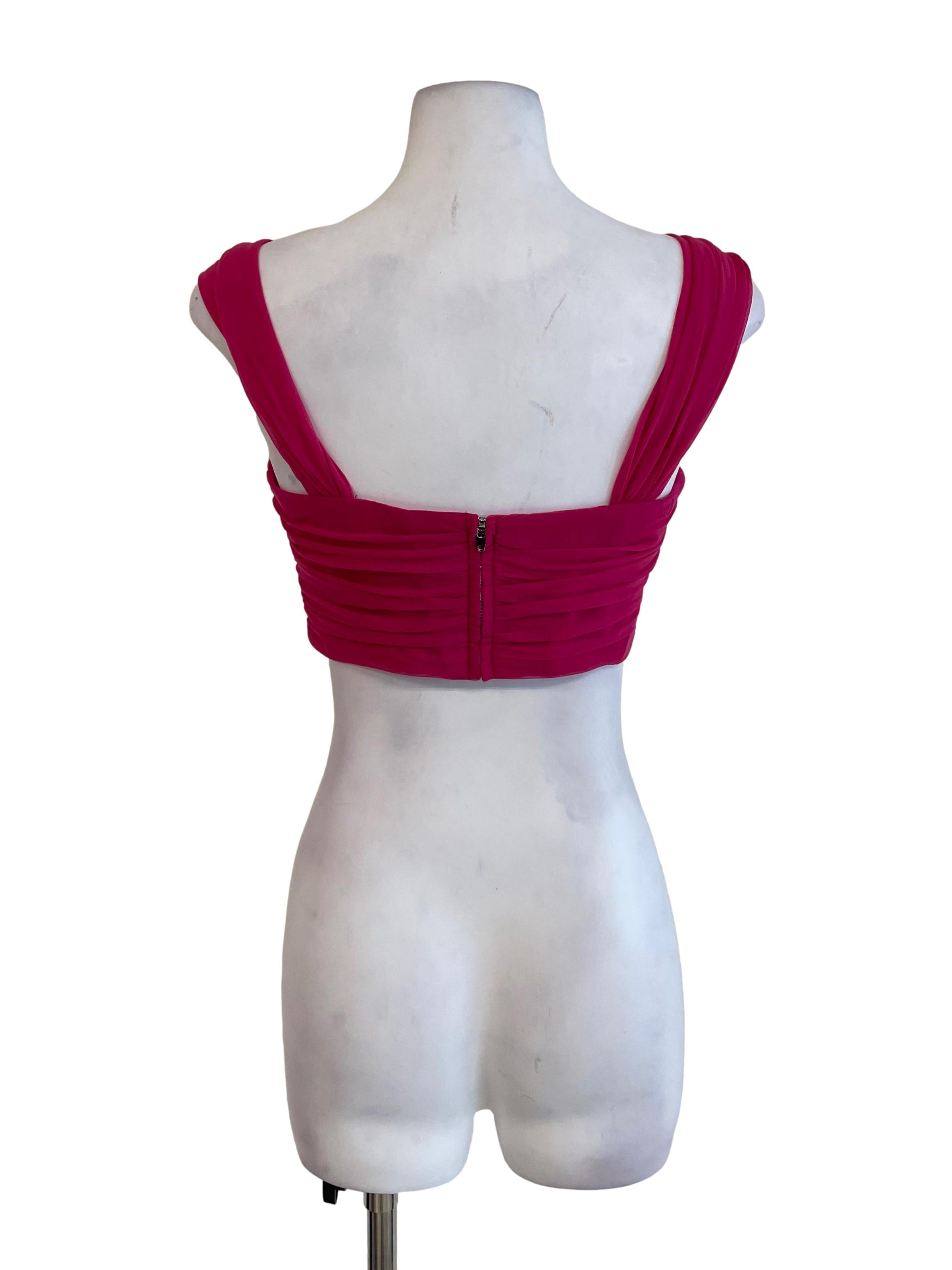 Hot Pink Draped Mesh Top