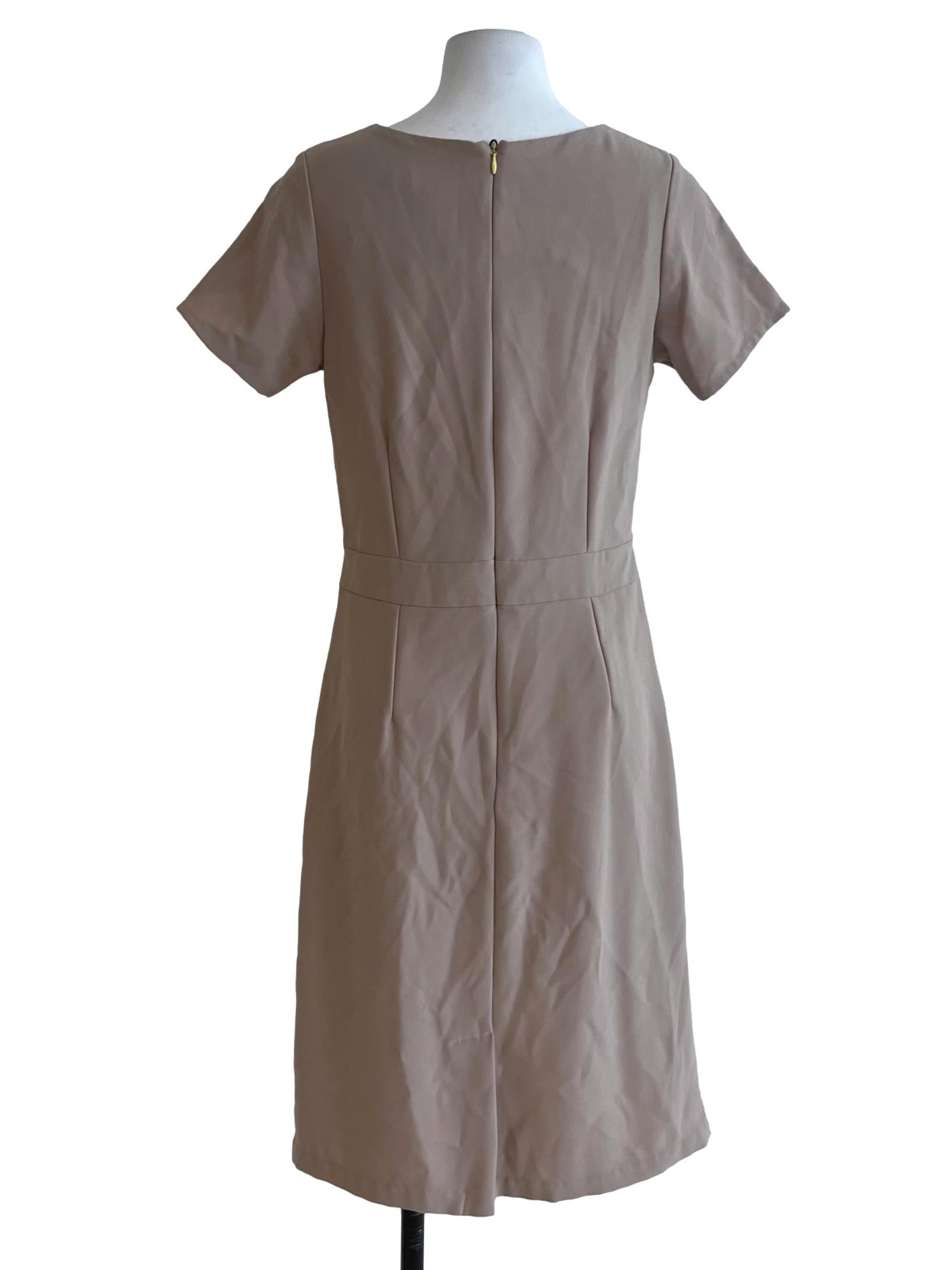 Beige Jewel Neckline Empire Dress