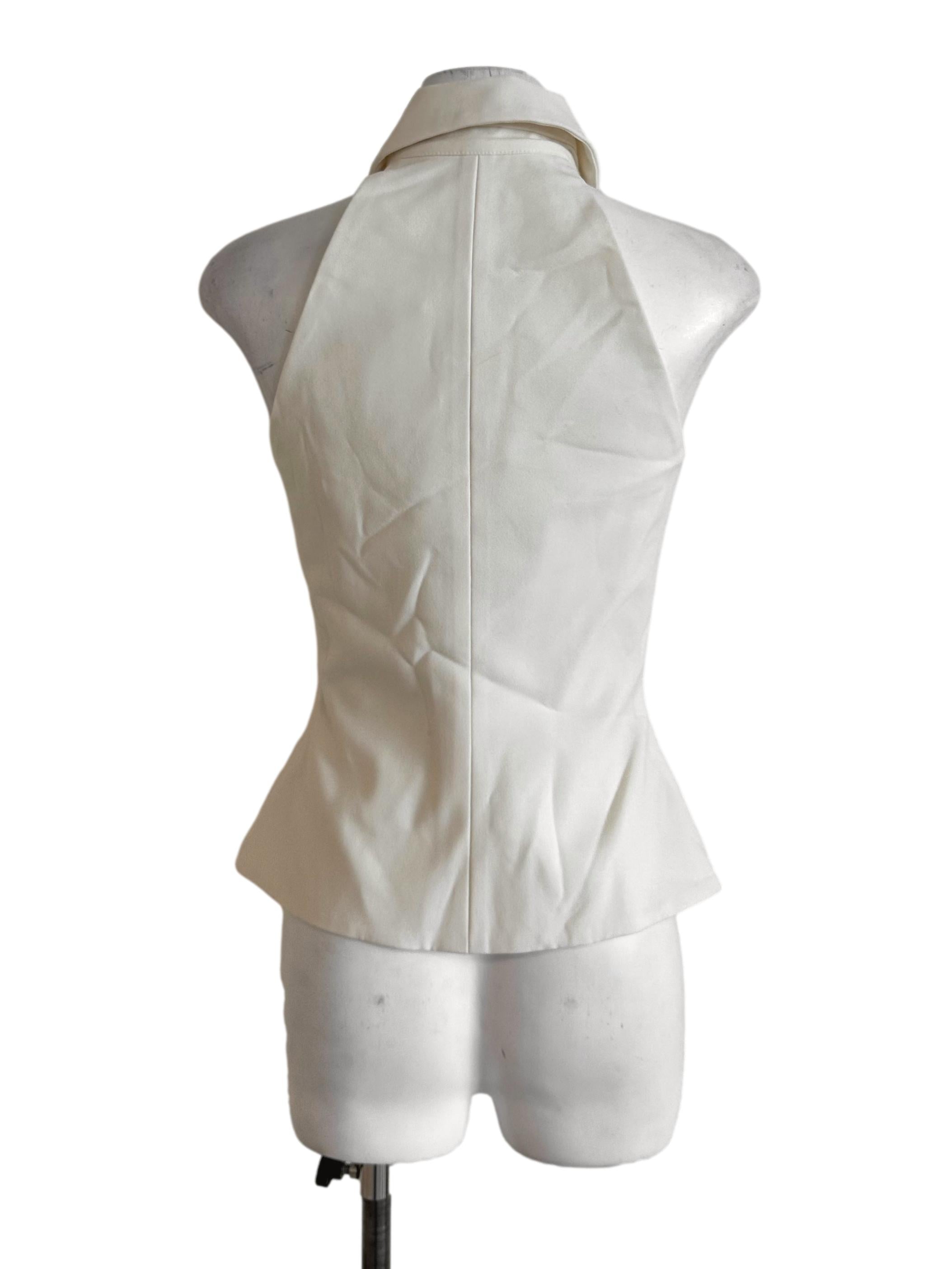 Cream Beige High Neck Vest