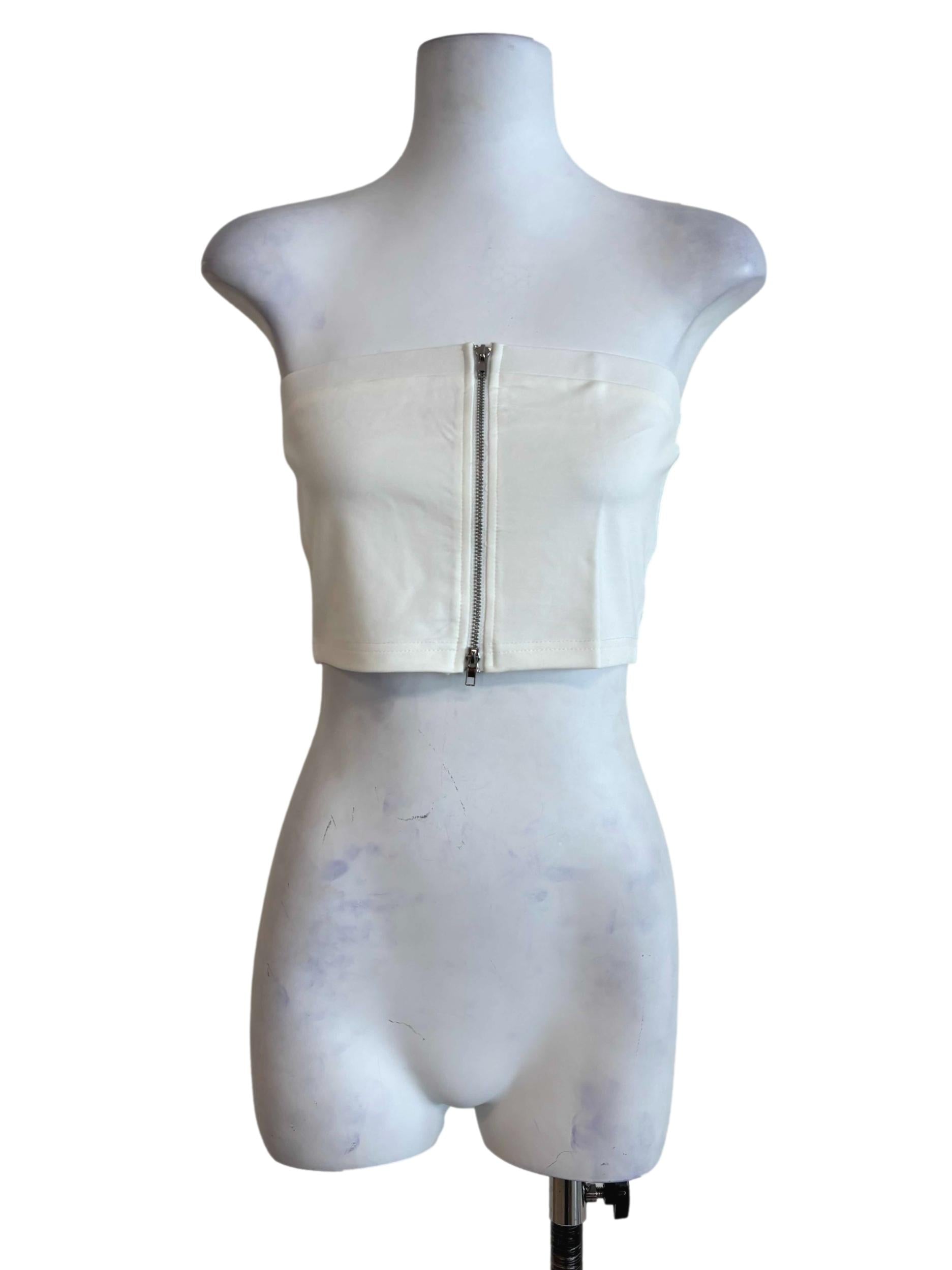 White Addy Zip Up Tube Top
