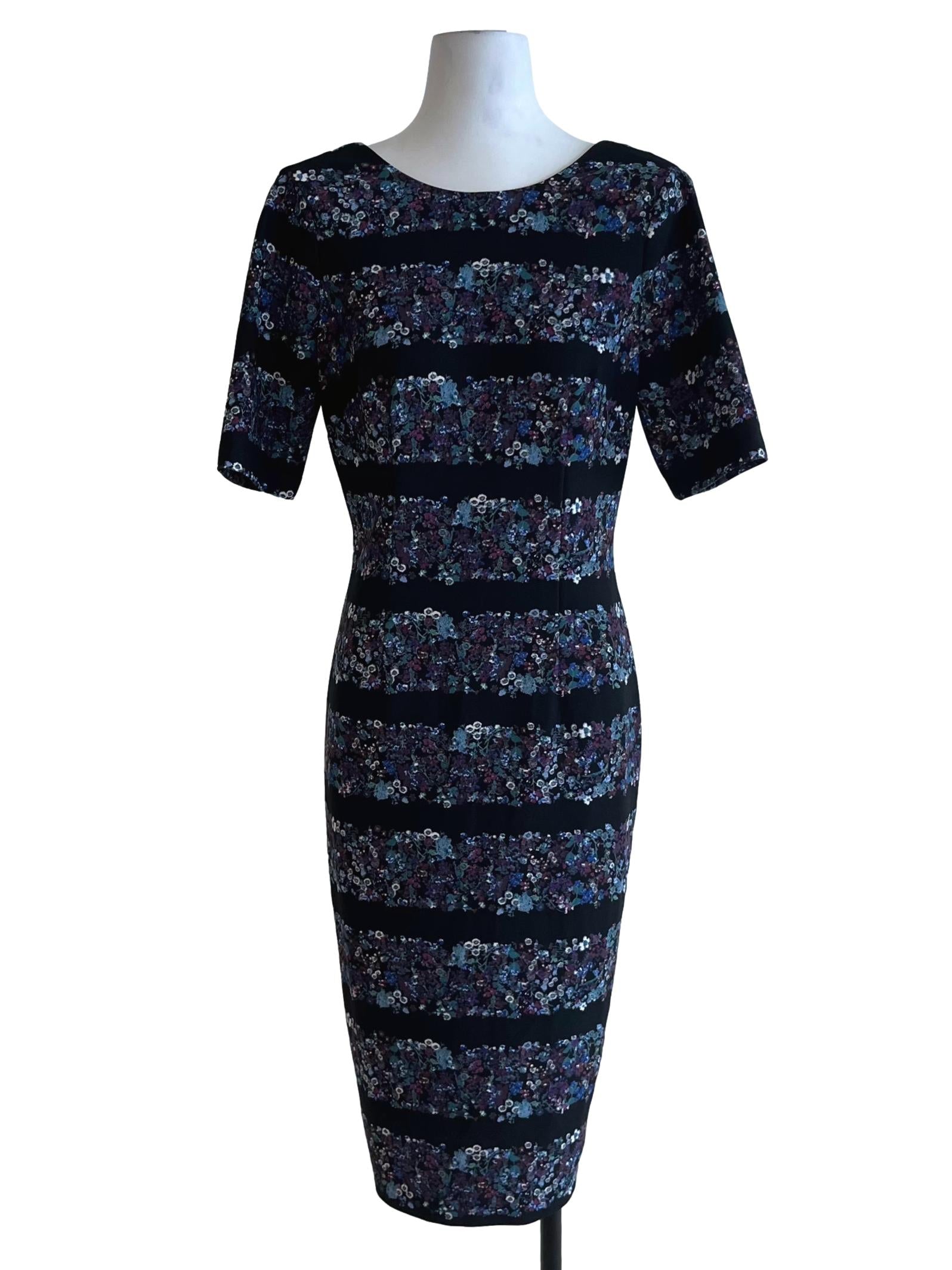 Black Floral Empire Dress